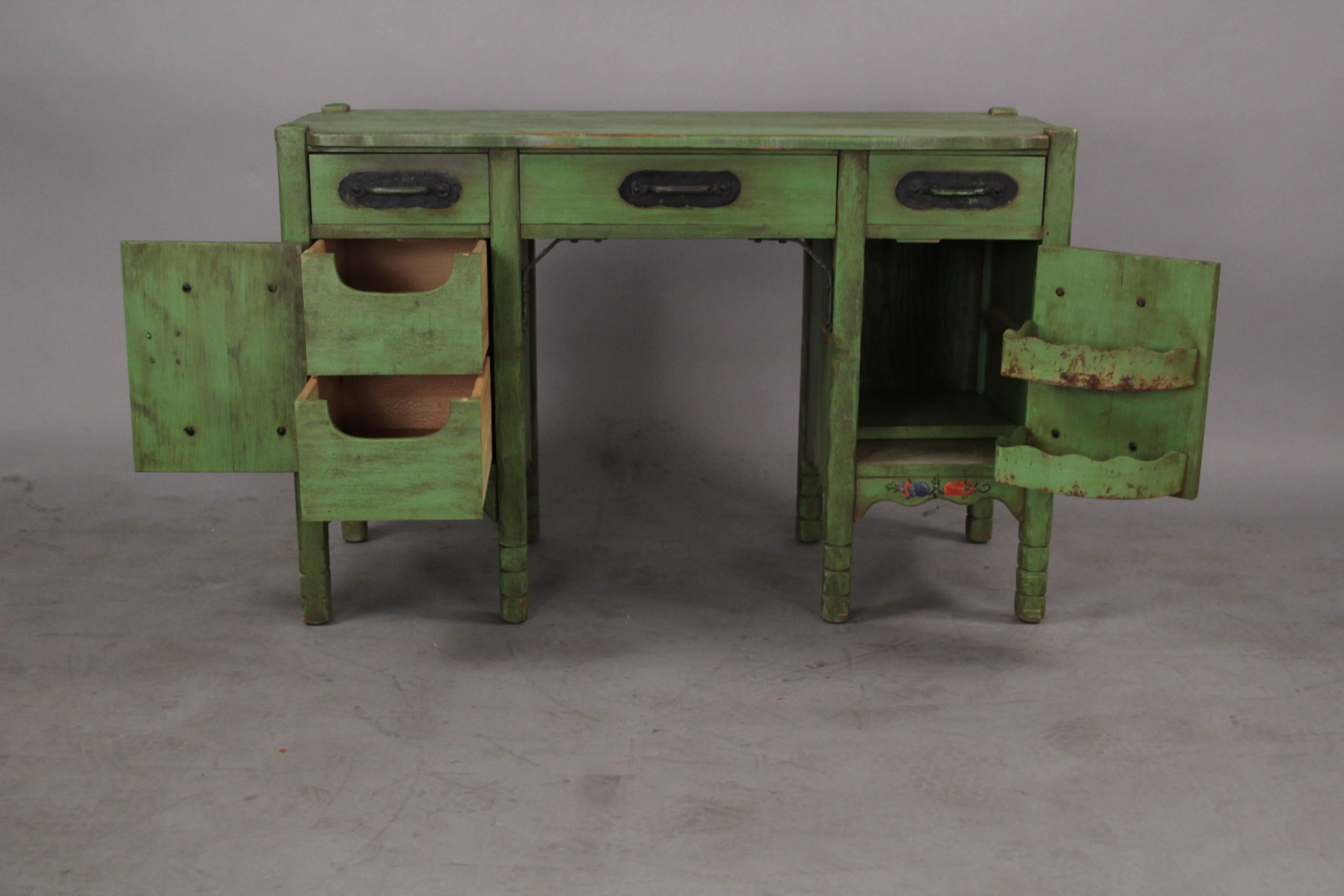 American 1930s All Original Spanish Green Monterey Desk