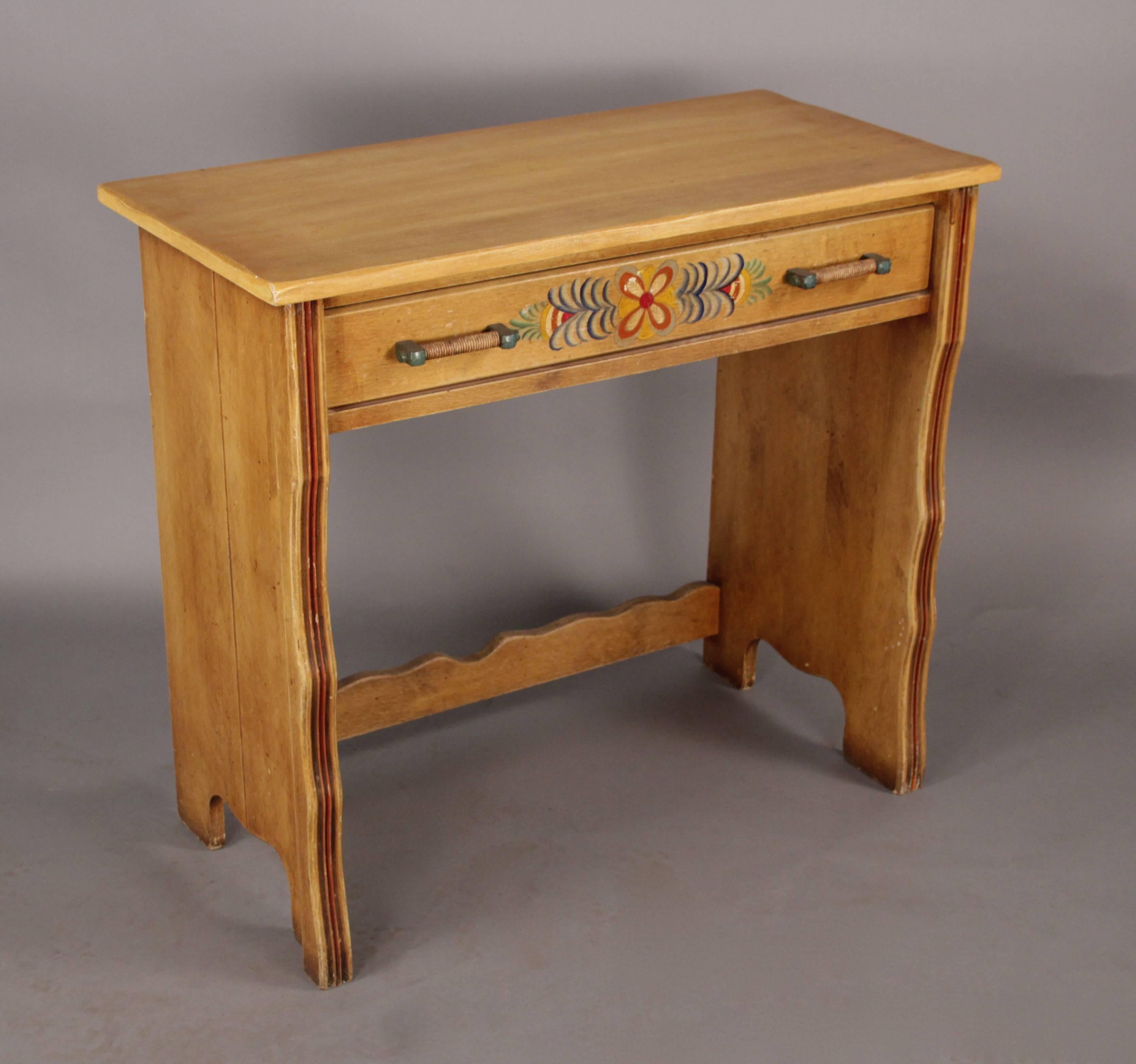 Nicely painted Monterey desk with jute wrapped handles and original finish.