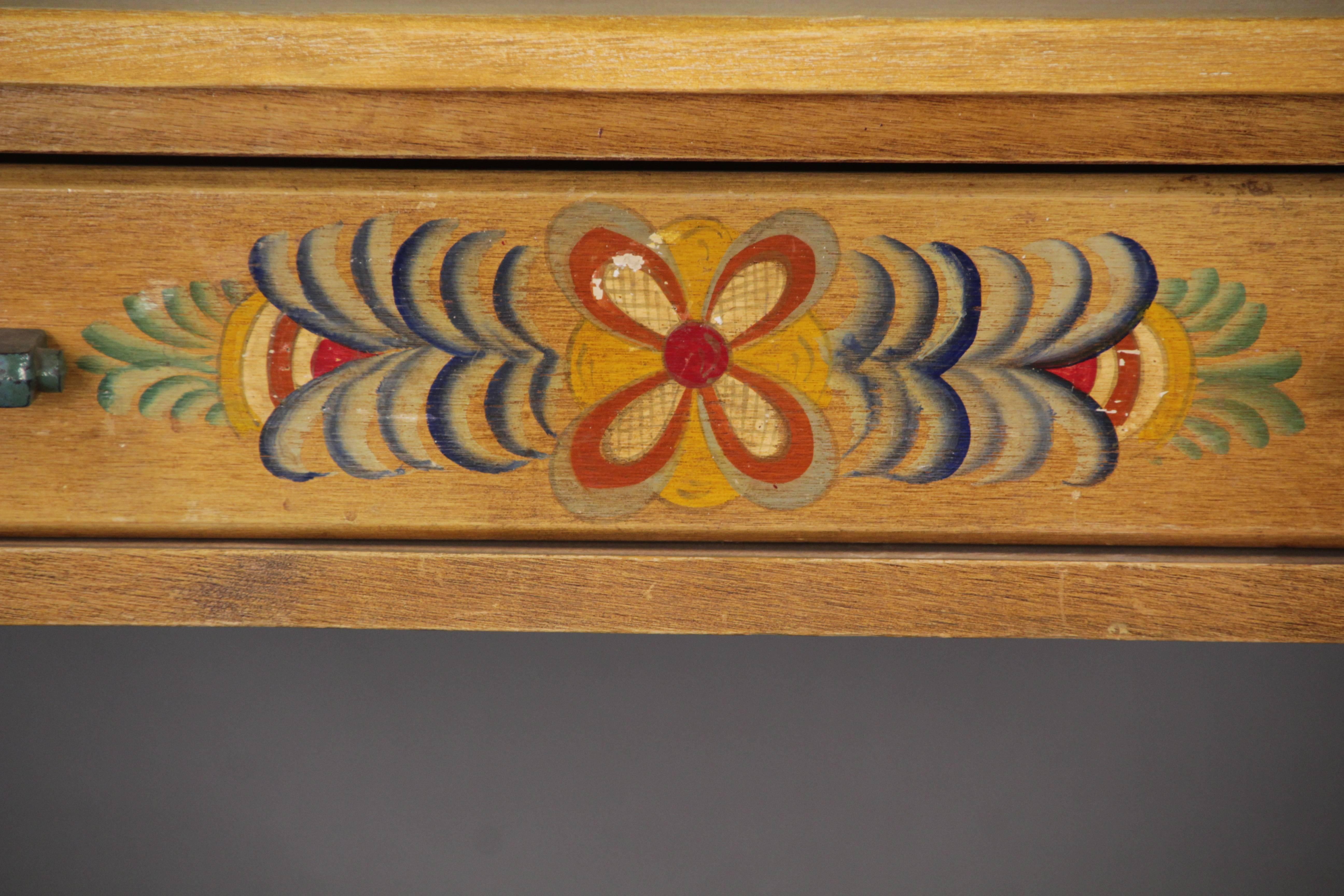 American 1930s Monterey Desk with Hand-Painted Floral Design