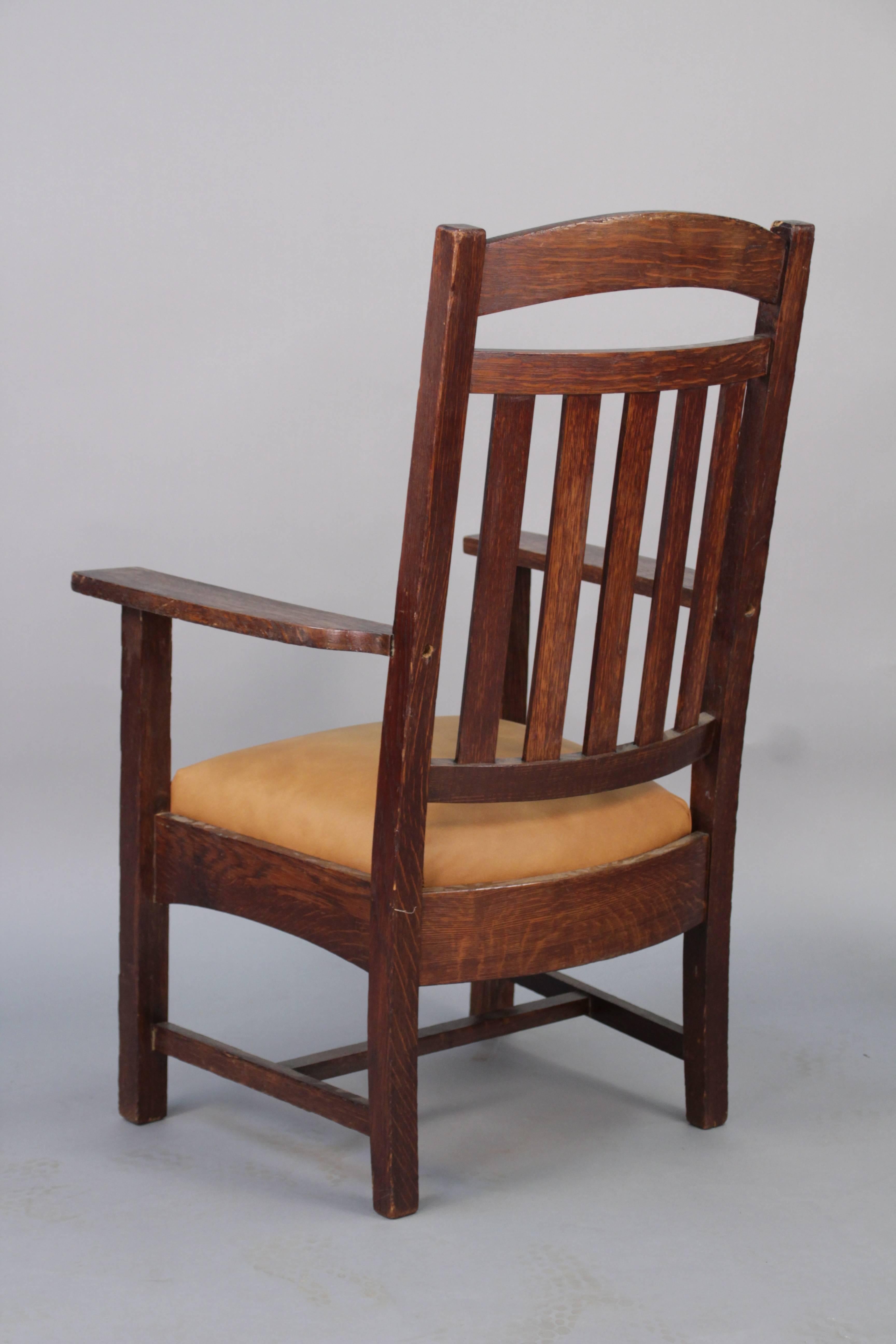 American 1910 Arts & Crafts Period Tall Back Armchair