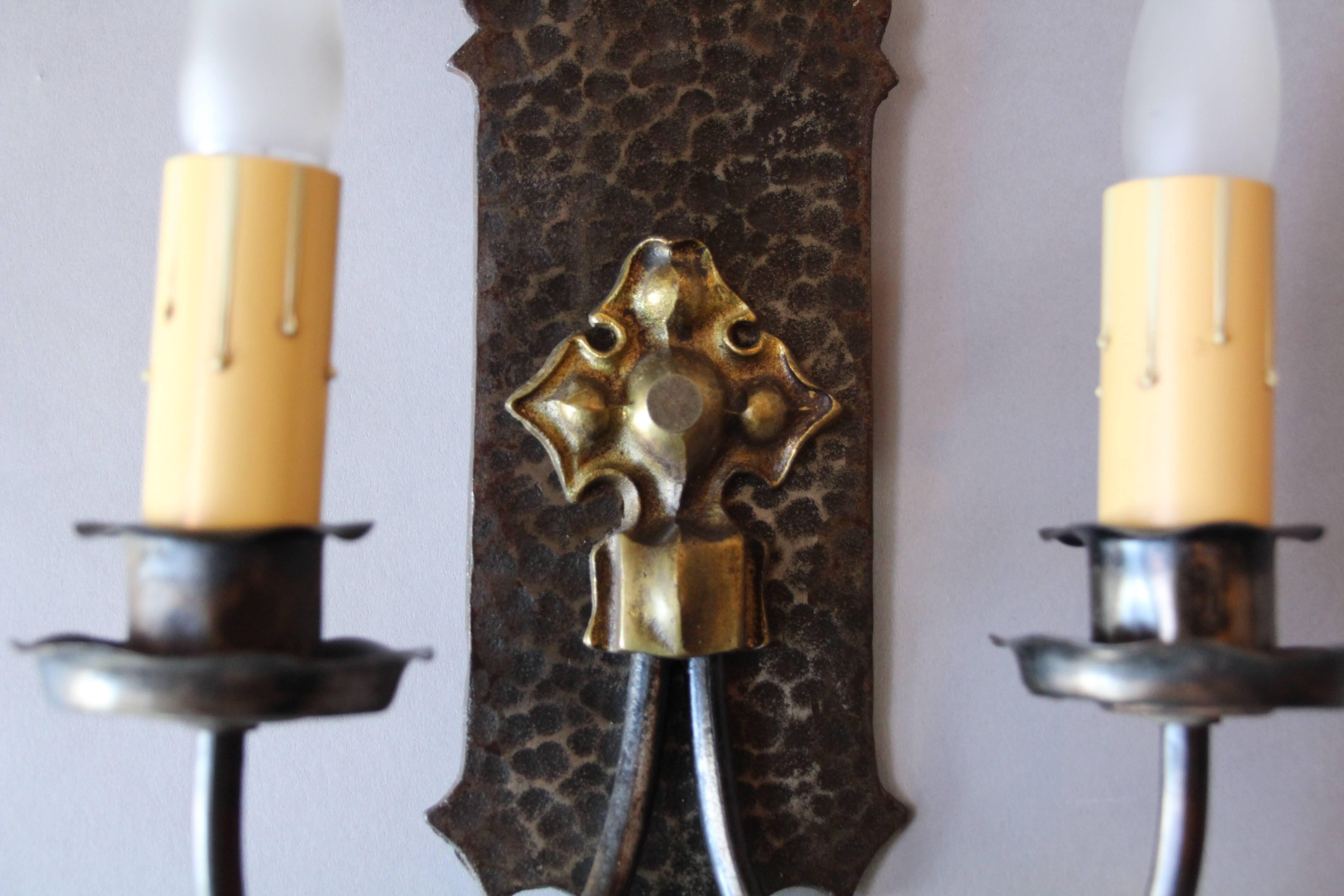 Spanish Colonial One of 2 1920s Double Sconce