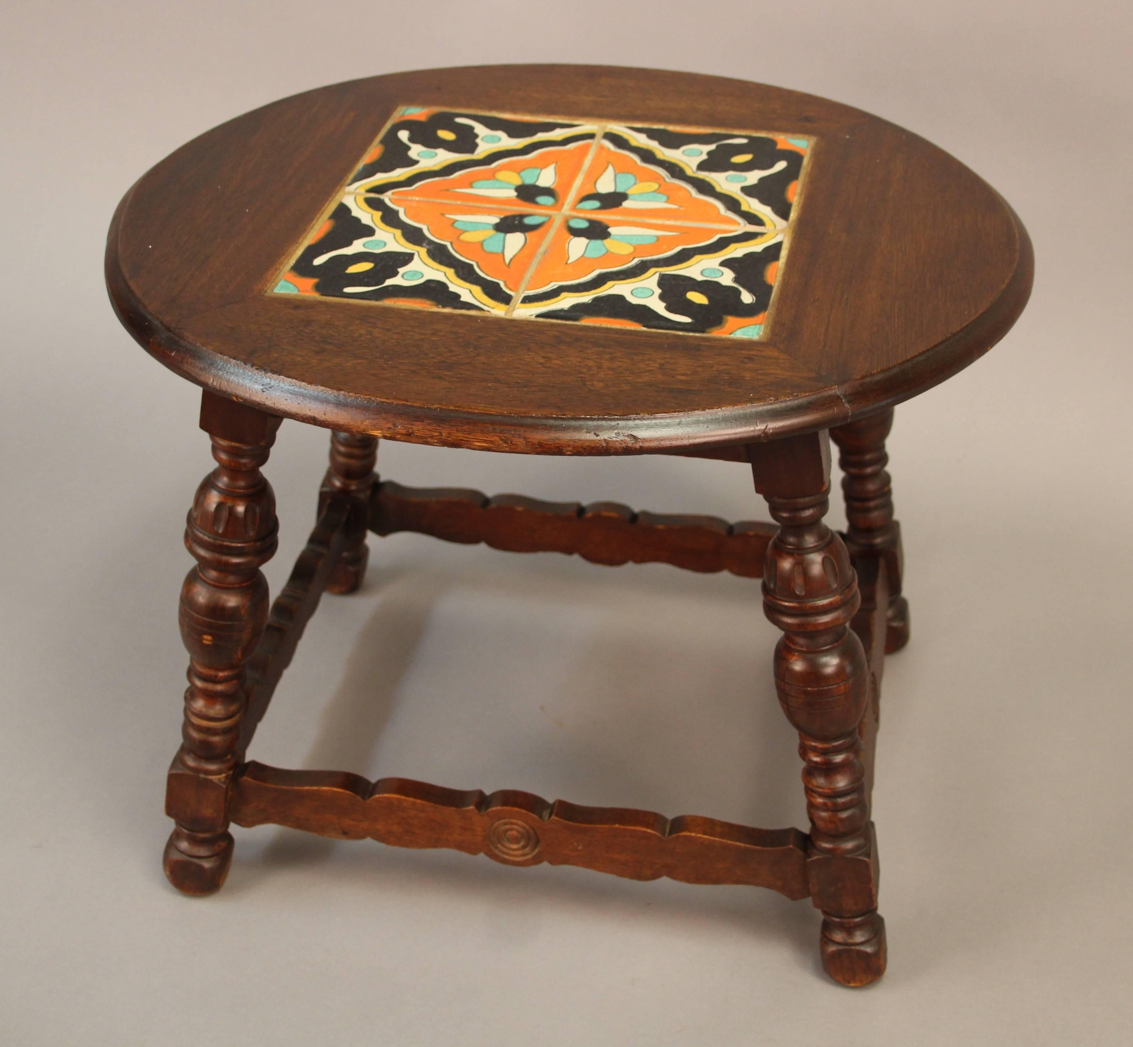 American Round California Tile Table with Four Tiles