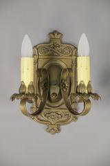 Pair of 1920s Double Sconces with Acanthus Motif