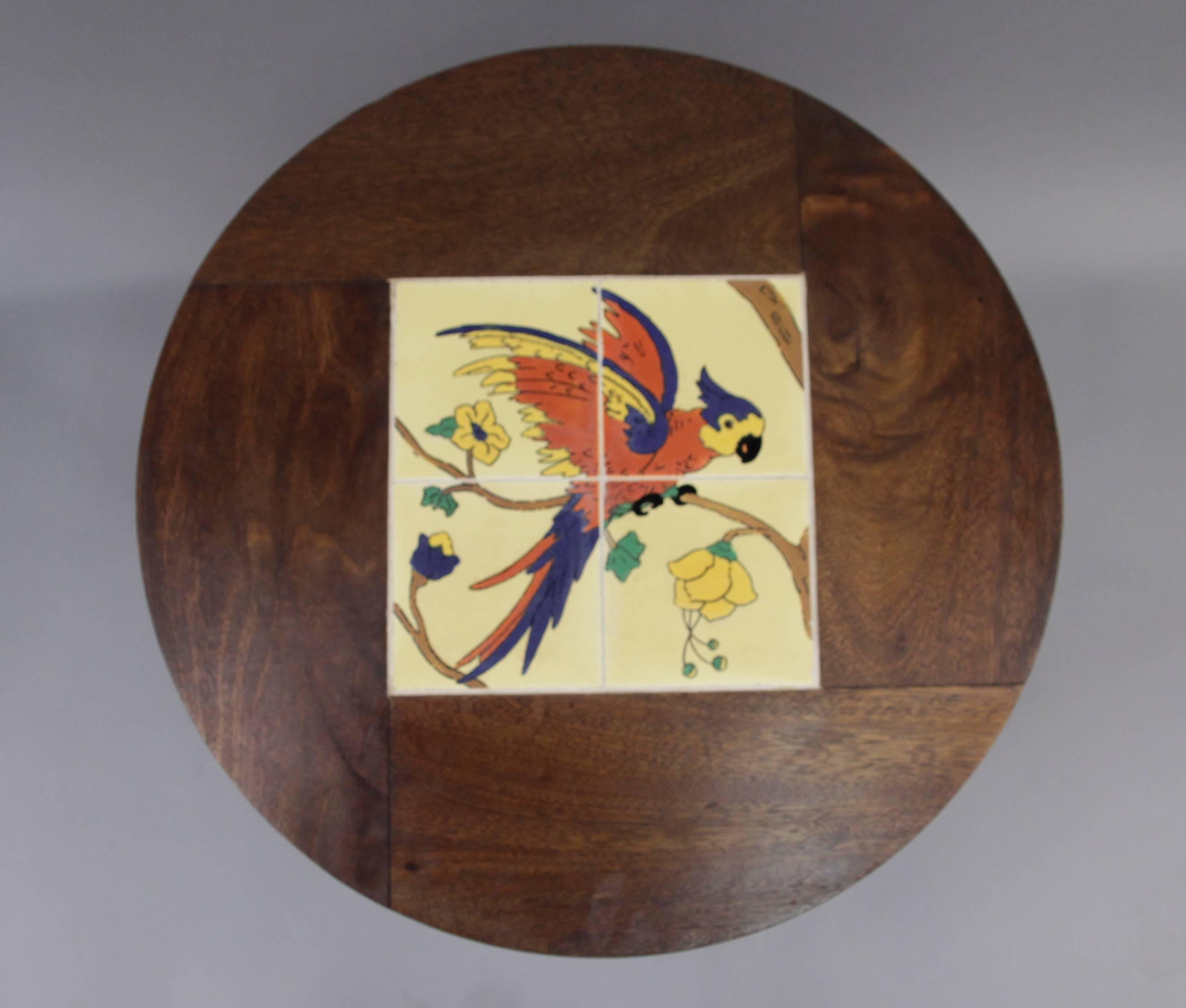 Rancho Monterey 1920s California Tile Table by Taylor with Bird Motif