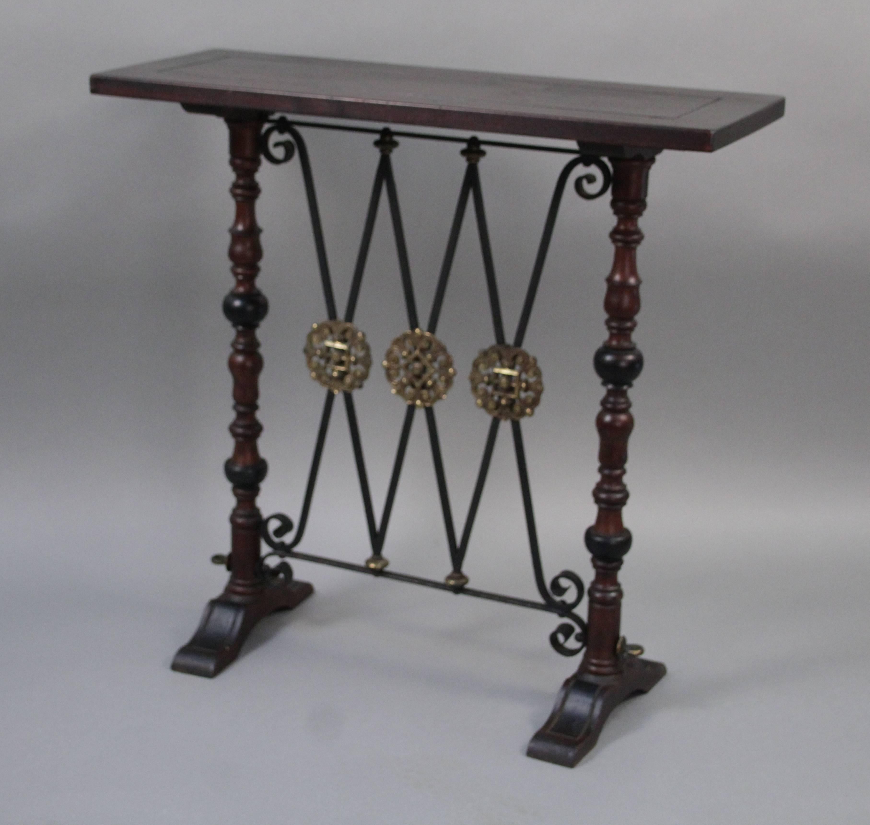 Spanish Colonial 1920s Spanish Revival Console Table with Bronze Medallions