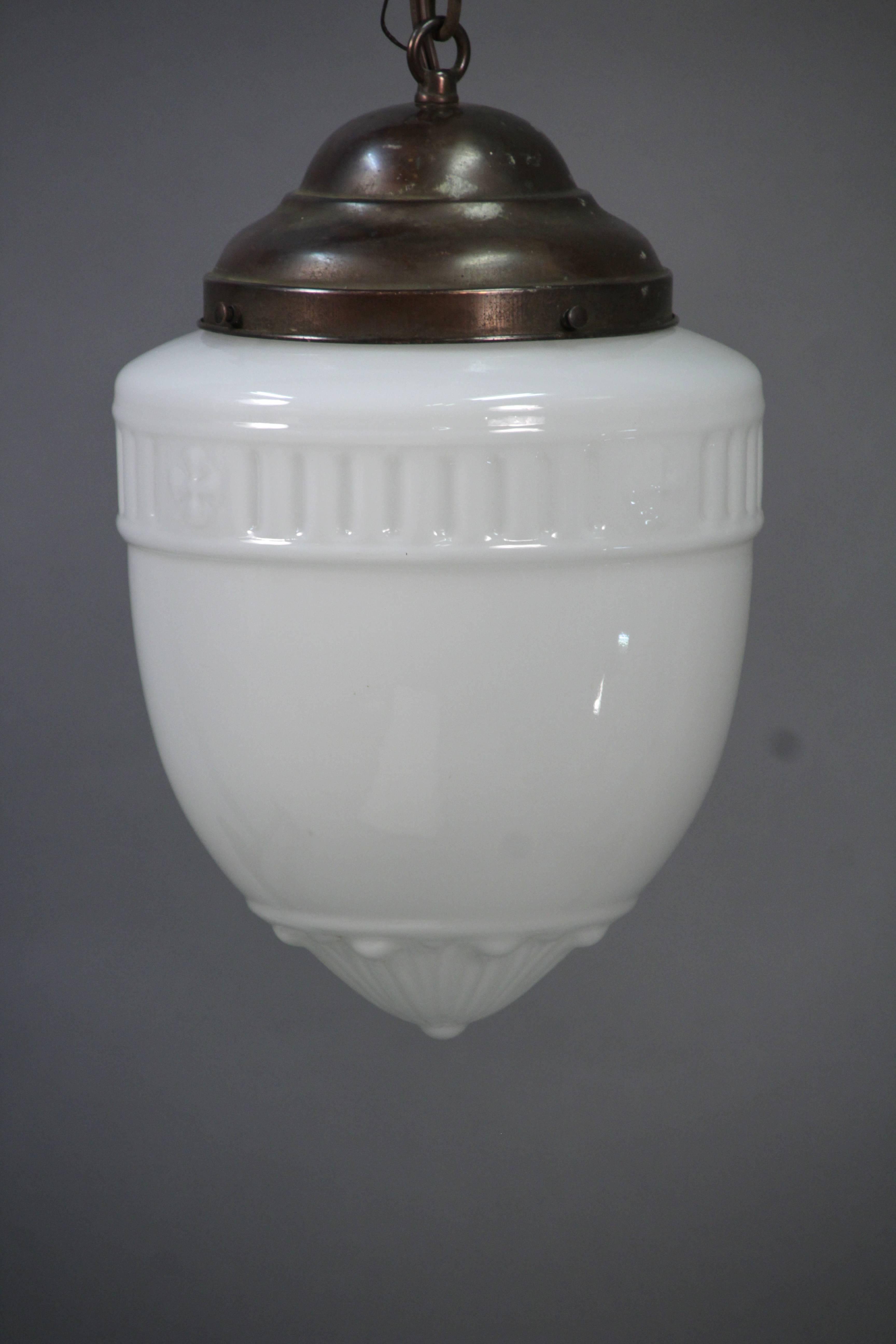 Pendant with glass shade, circa 1930s.