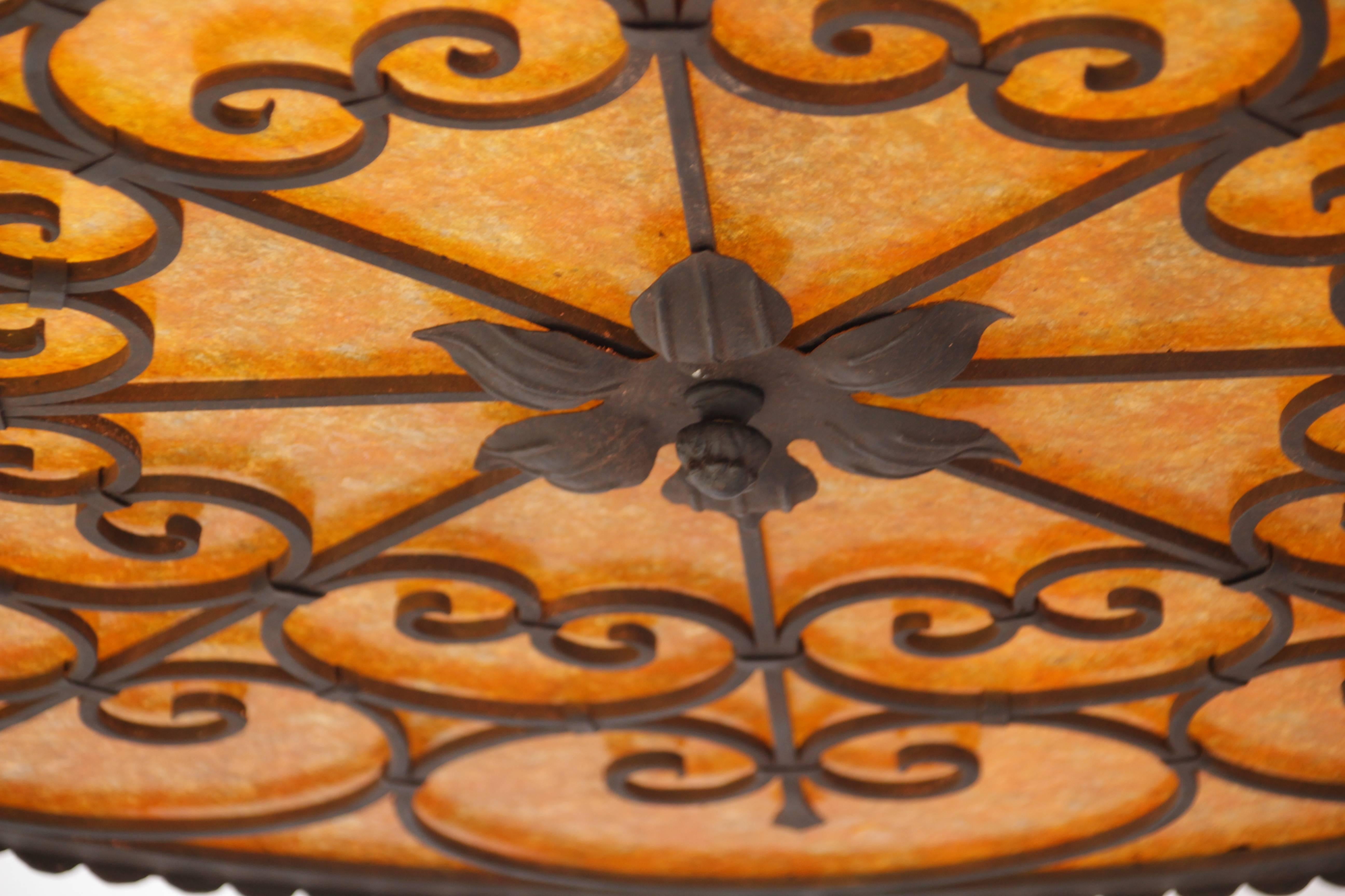 Spanish Colonial Large Custom Wrought Iron Drum For Sale
