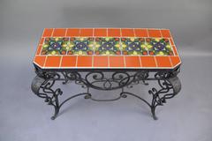 1920s Wrought Iron Console Table with Malibu California Tiles