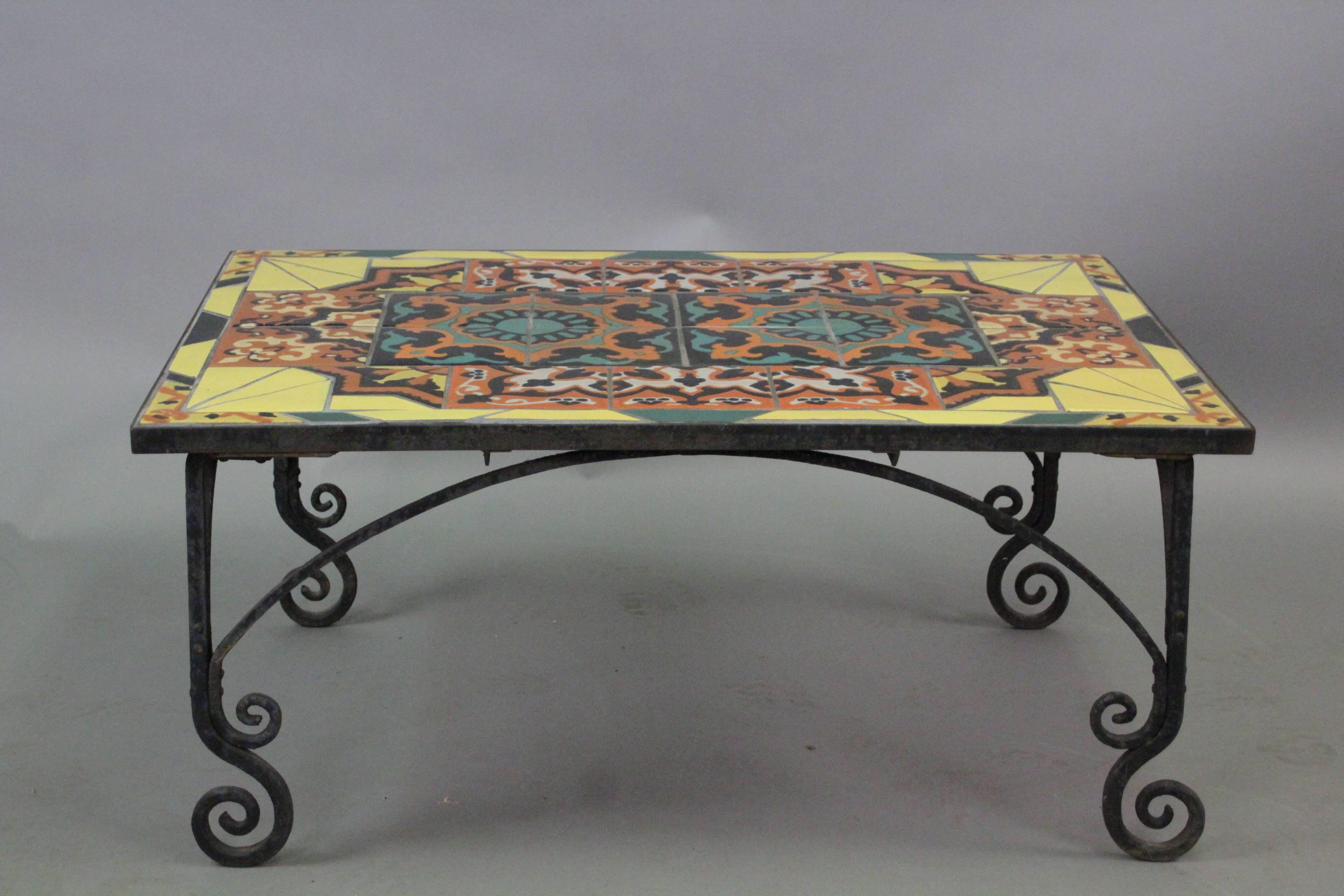 American Tudor and Yellow Catalina California Tile Mosaic Coffee Table