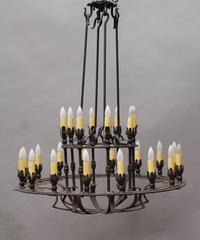 Custom Two-Tiered Wrought Iron Spanish Chandelier