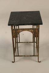 1920s Spanish Revival Iron Polychrome Side Table with Marble Top