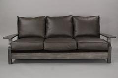 1930s Signed Monterey Sofa with New Leather Upholstery