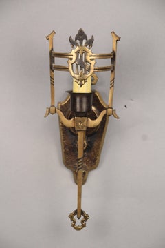 Antique 1920s Pair of Single Sconce with Shield Motif