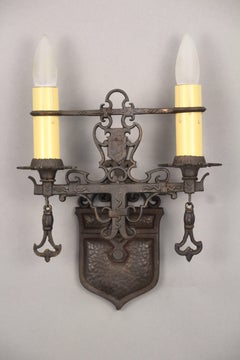Pair of 1920s Sconces with Shield Motif