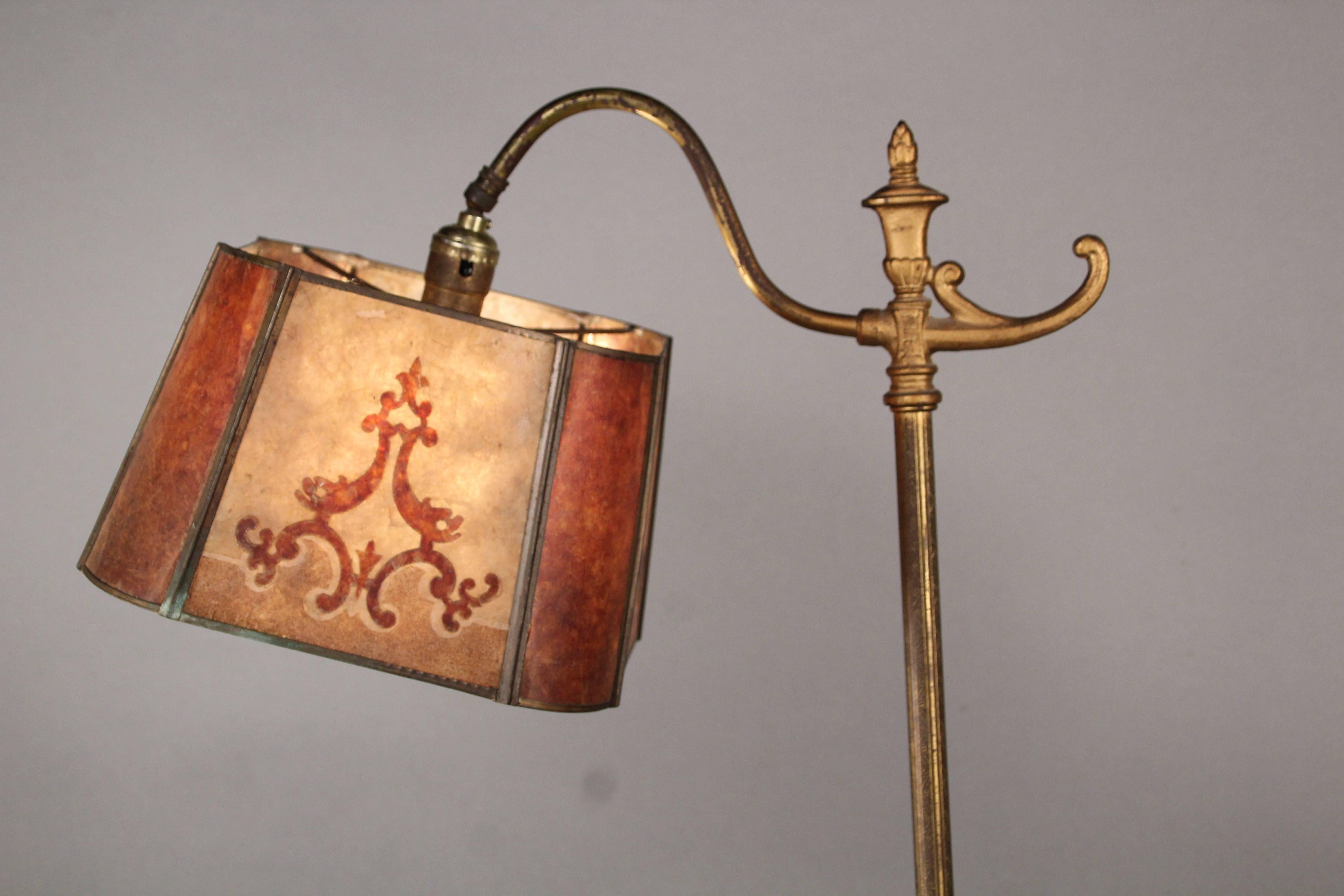 North American 1920s Floor Lamp with Two Color Mica Shade