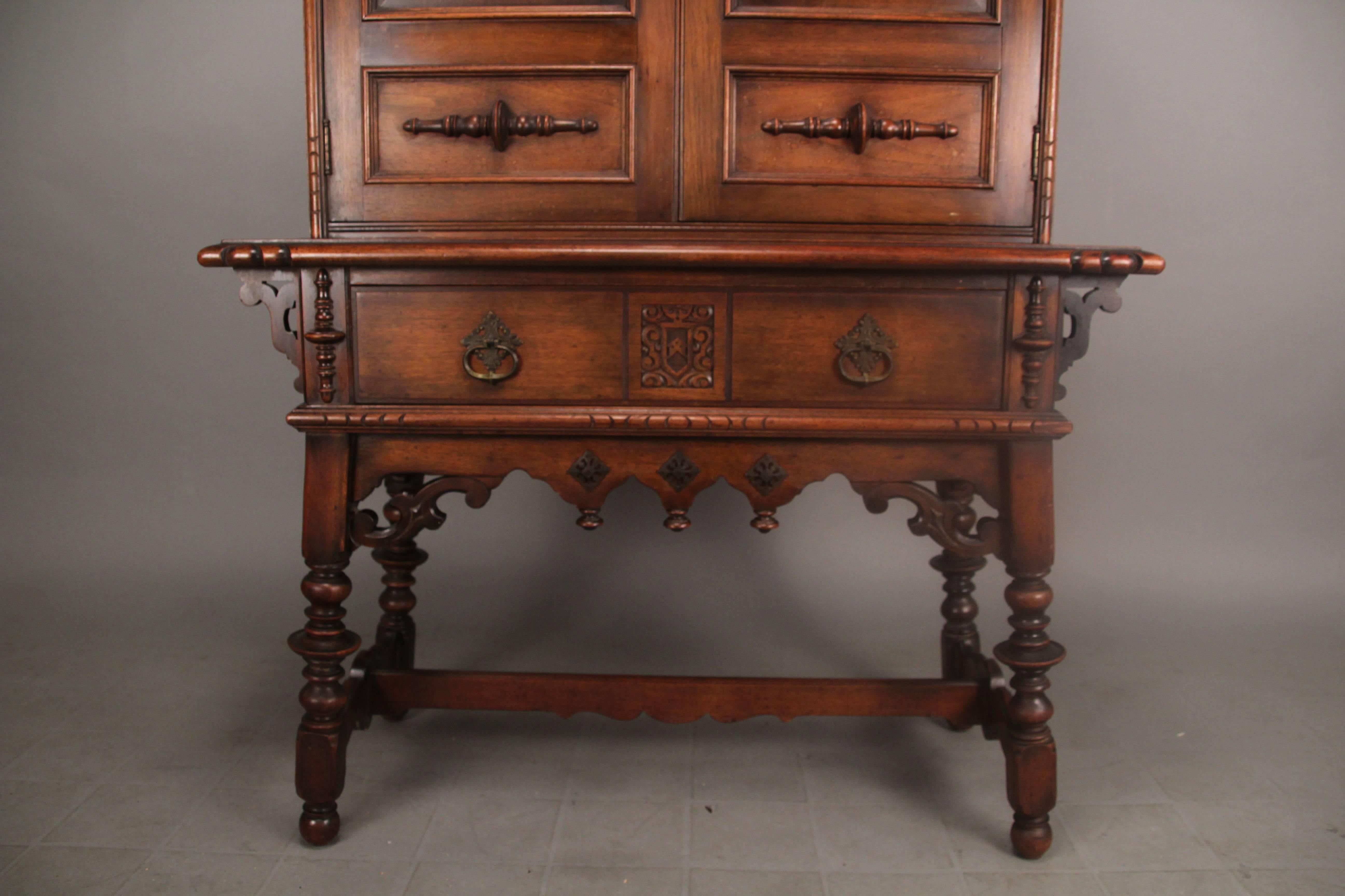 Spanish Colonial 1920s Carved Walnut Cabinet