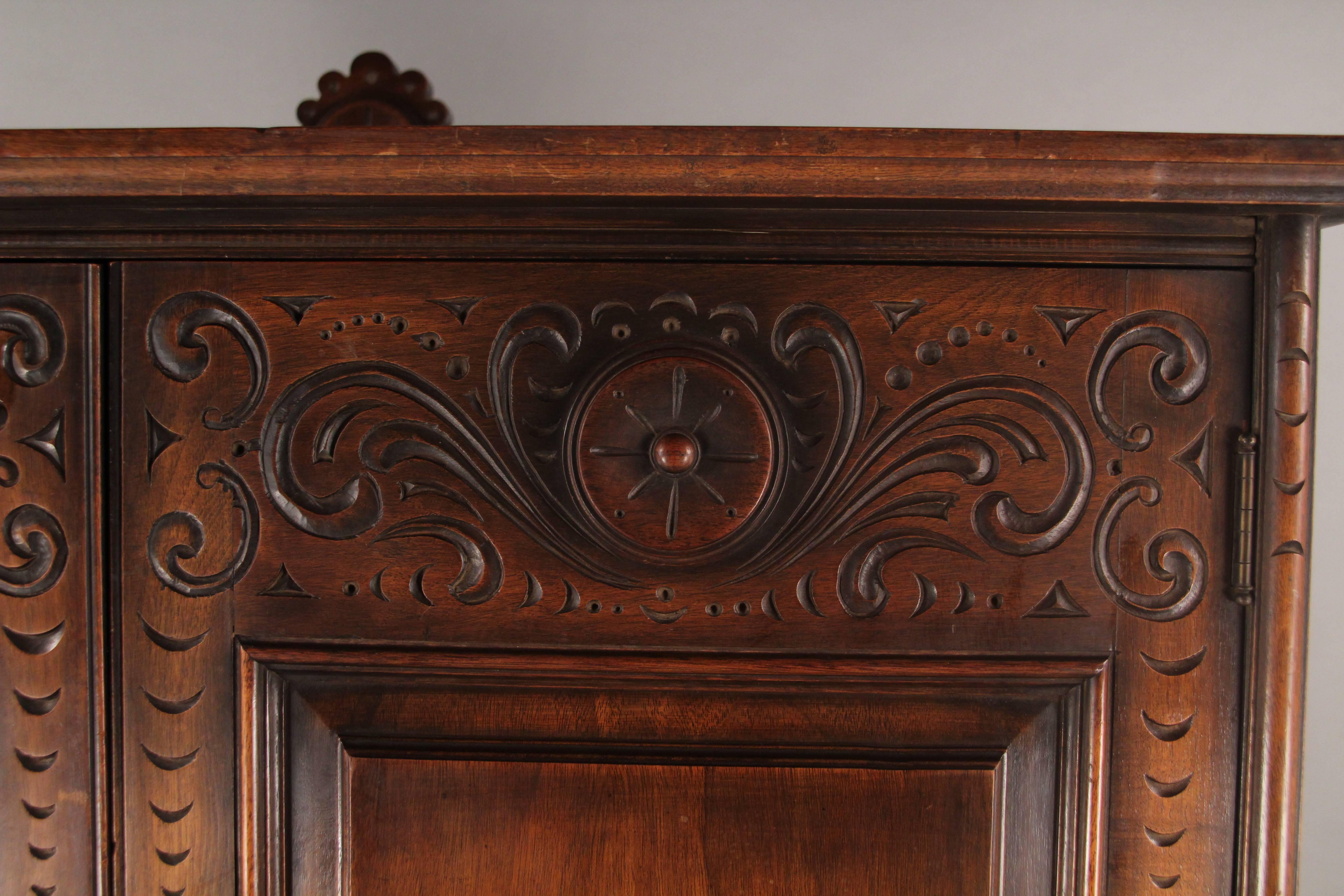 Early 20th Century 1920s Carved Walnut Cabinet