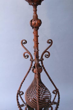 Early 1920s Wrought Iron Floor Lamp with Great Iron Base