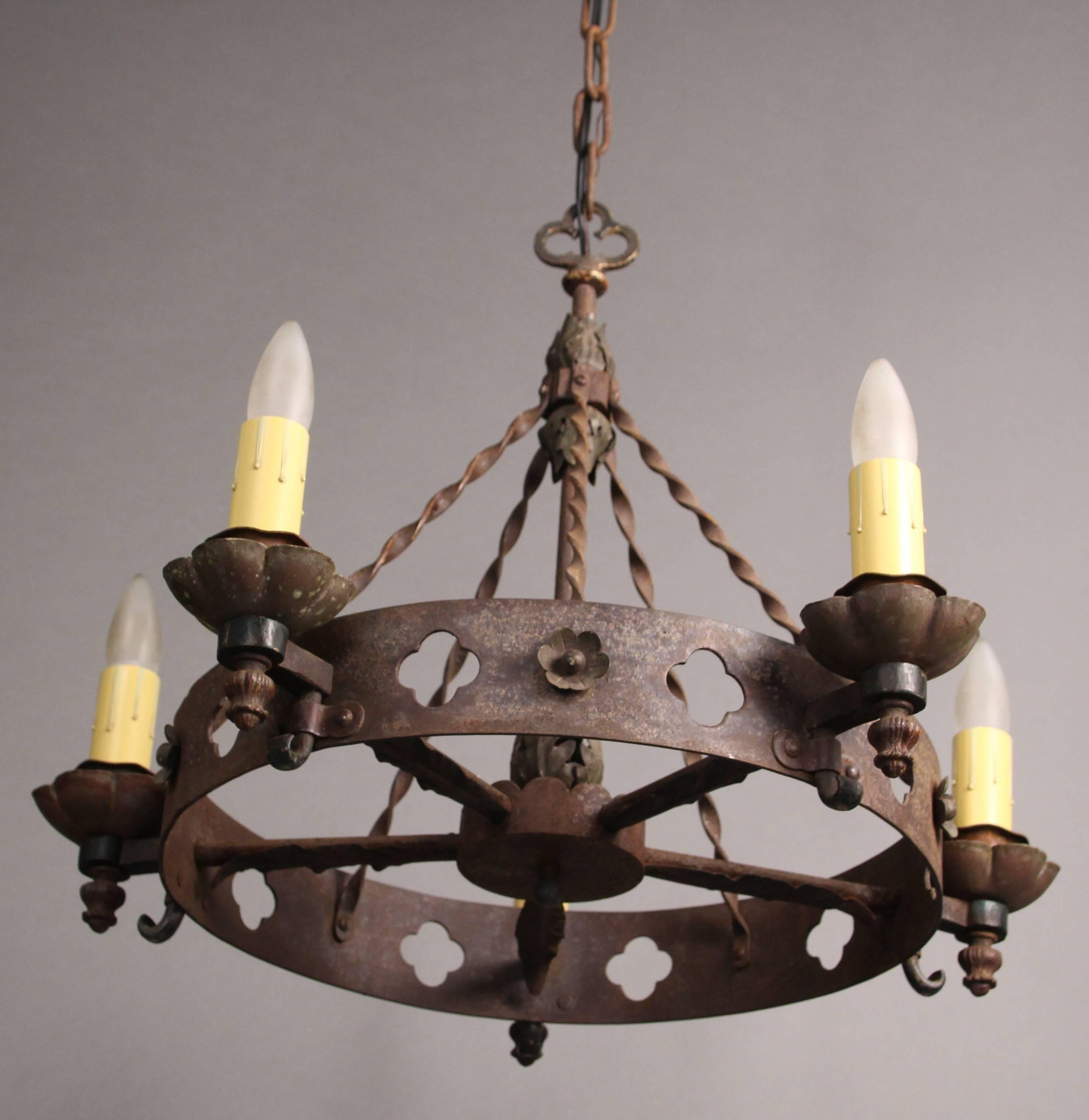 Spanish Colonial 1920s, Iron Spanish Revival Chandelier