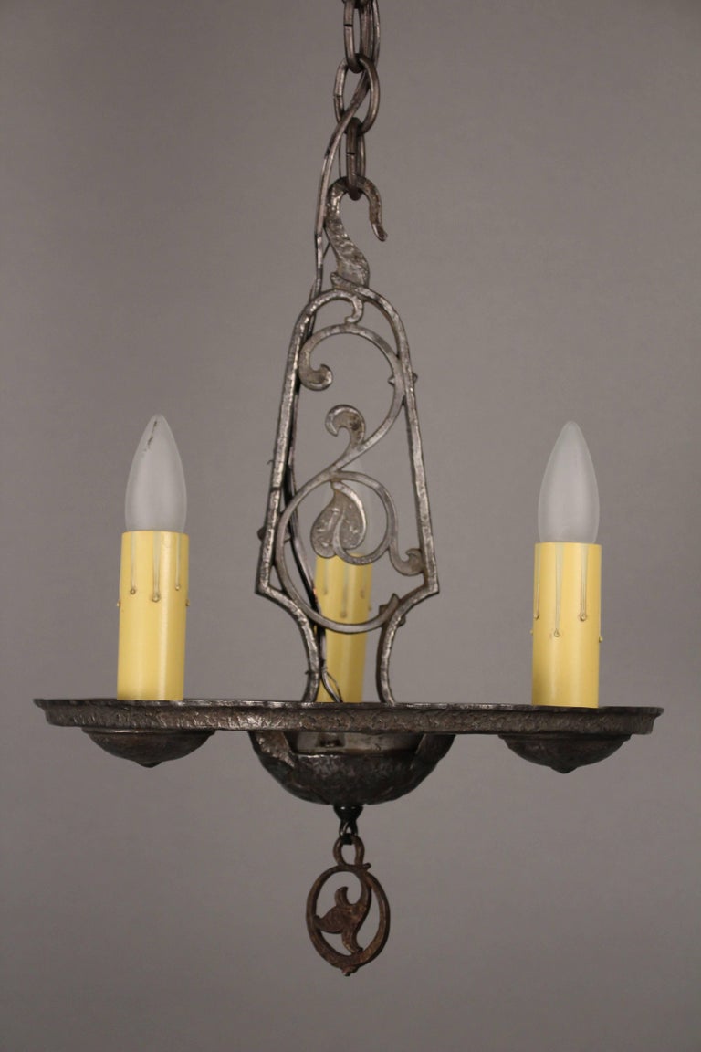 1920s Chandelier With Three Light Vine Motif At 1stdibs Three Light Chandelier With Leaf Pattern Circa 1920s Chain Can Be Shorten