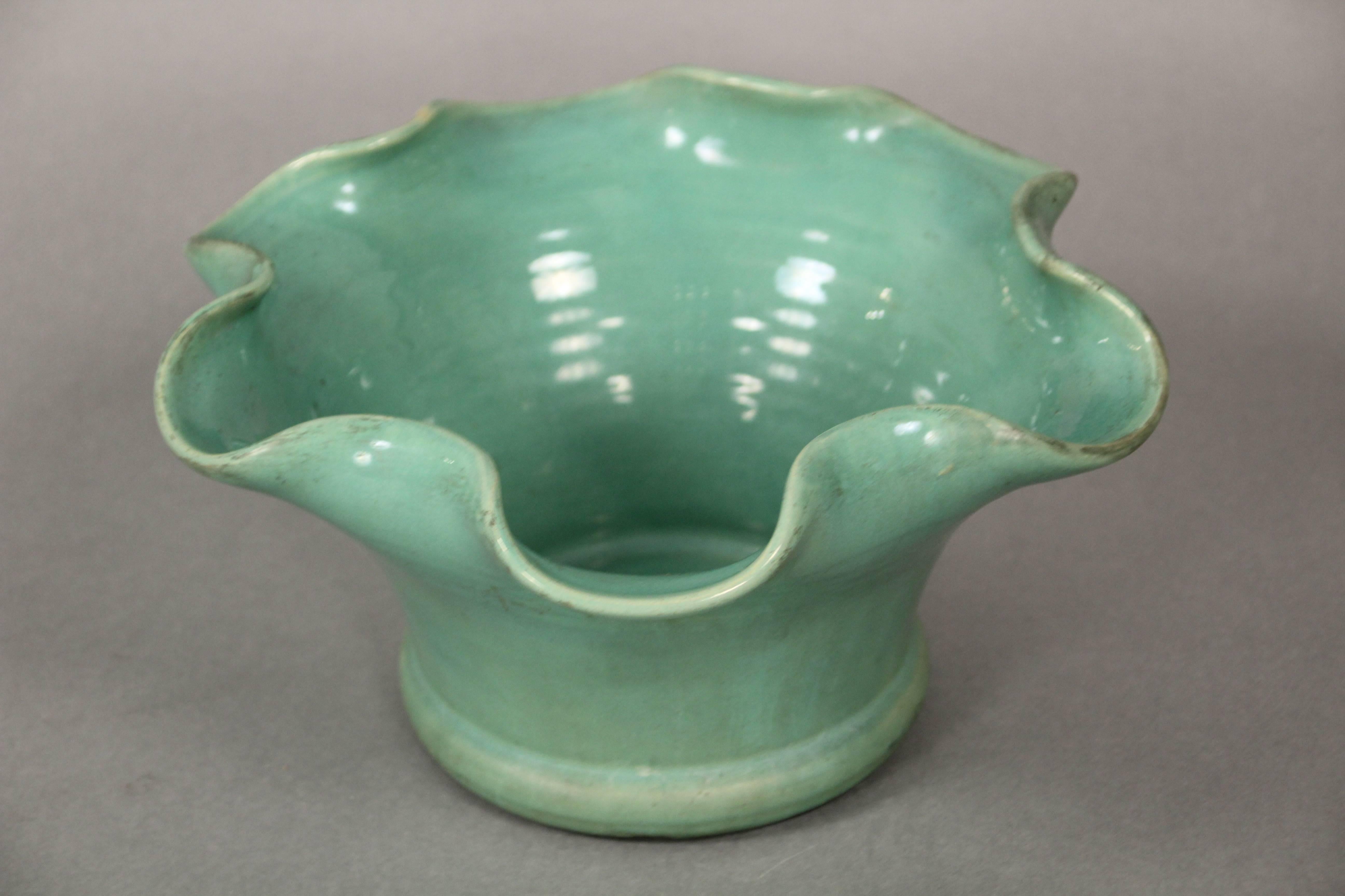 Classic hand thrown Bauer ruffled edge bowl by matte Carlton.