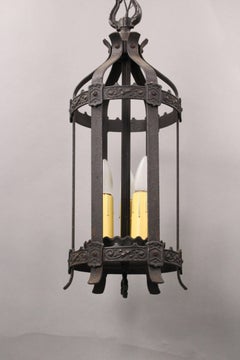 Antique 1920s, Pendant with Three Lights Fits with English Tudor