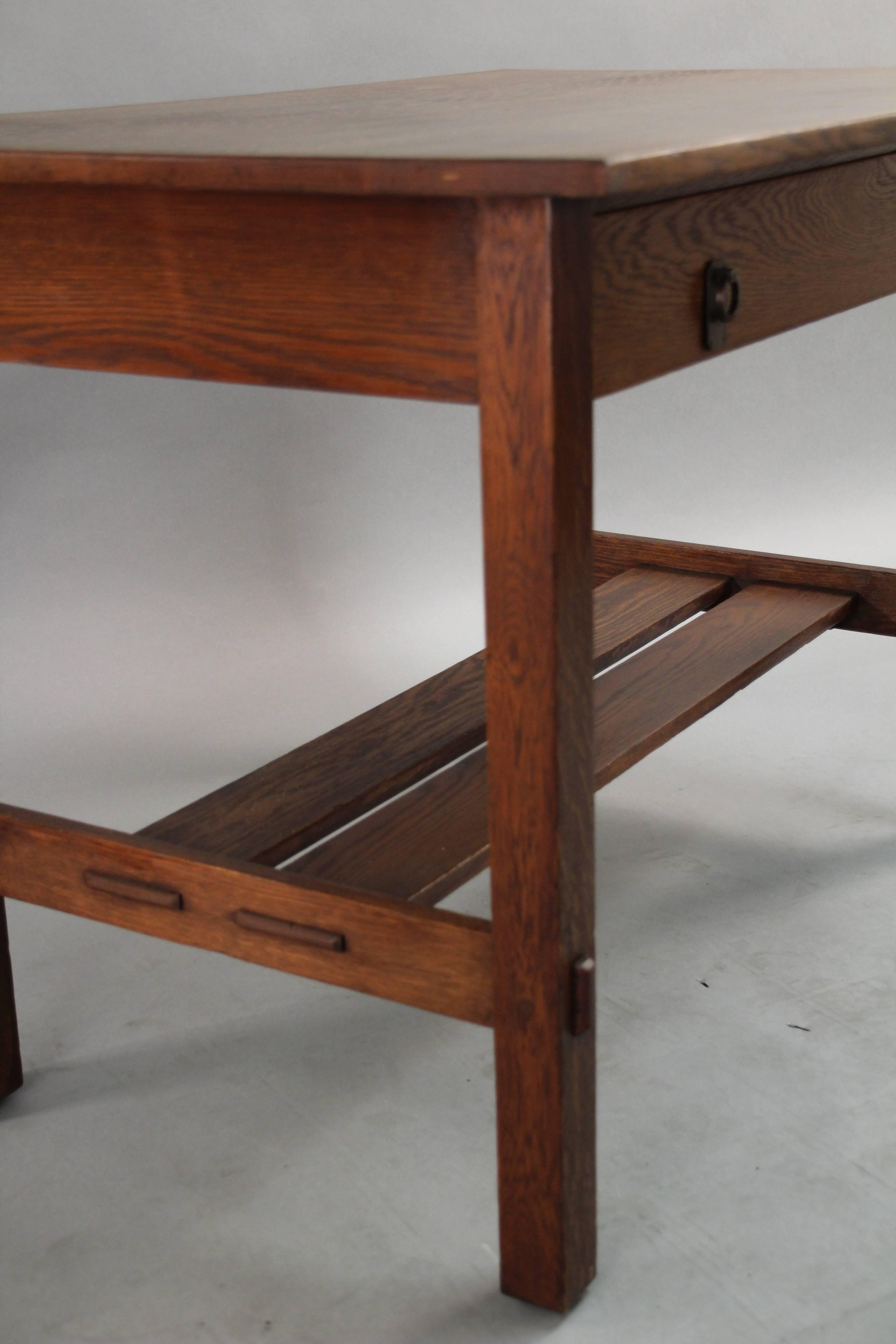 Arts and Crafts Arts & Craft Small Stickley Side Table with Original Quaint Furniture Tag