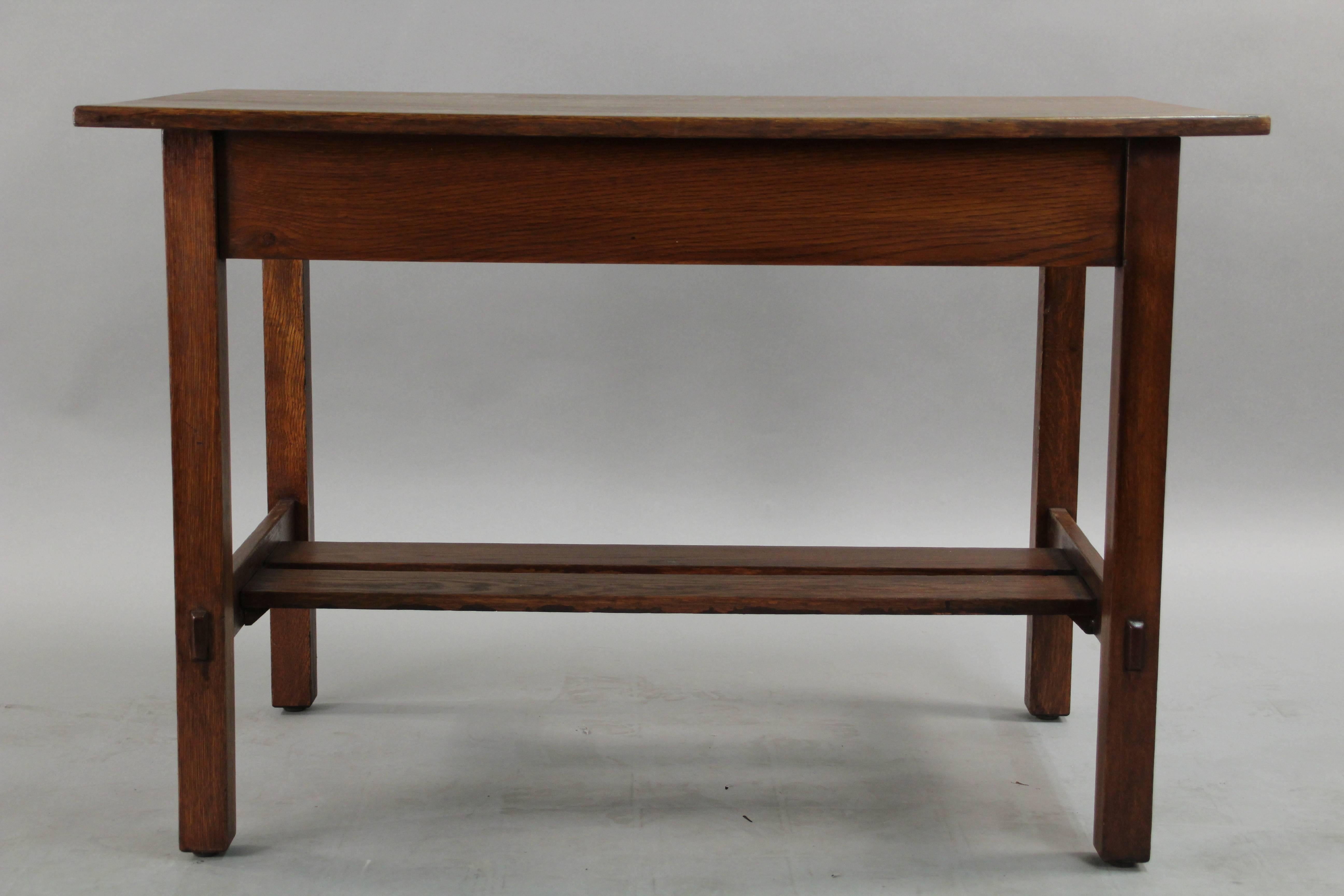 American Arts & Craft Small Stickley Side Table with Original Quaint Furniture Tag