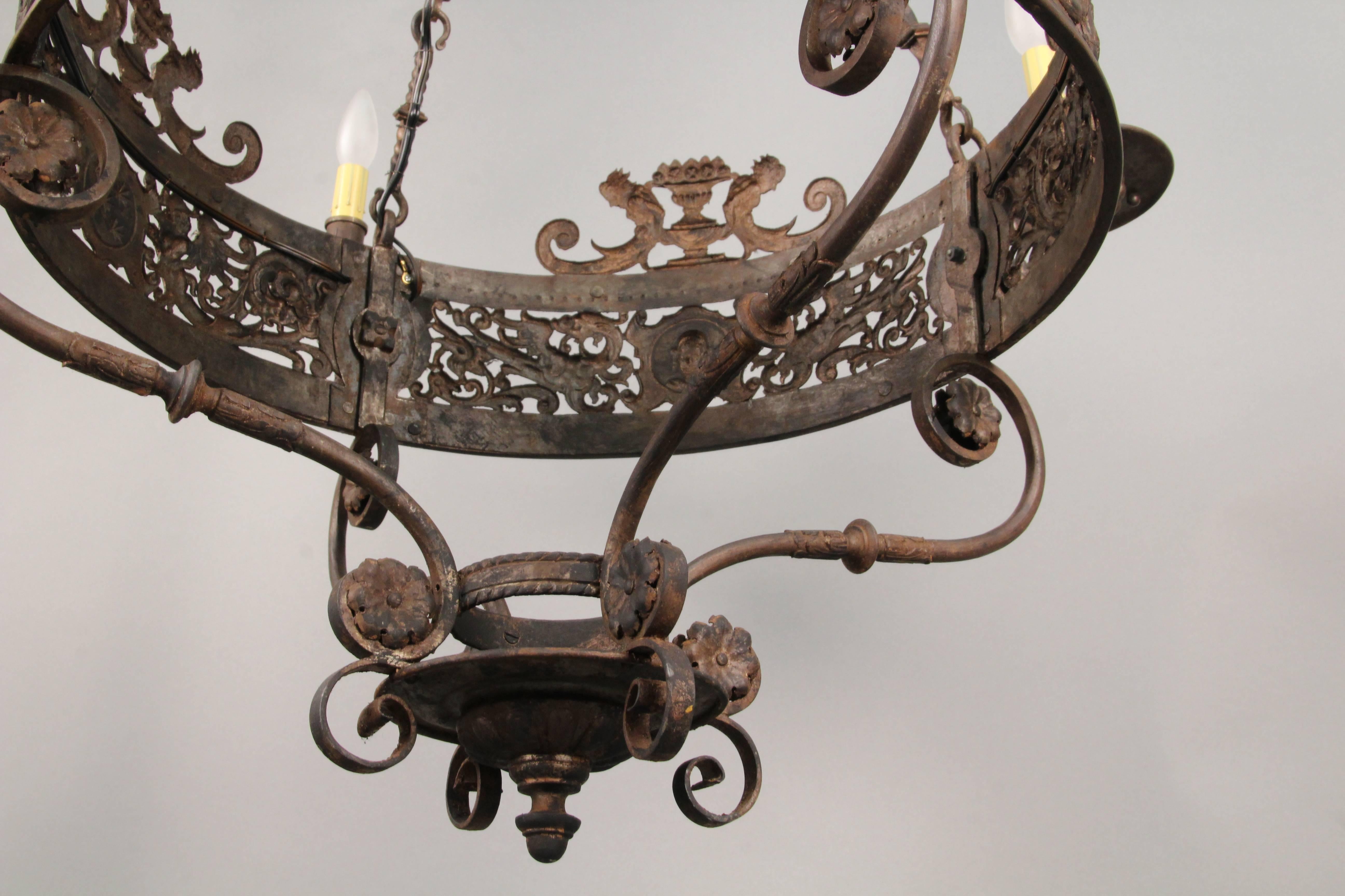 Renaissance Revival Incredible 1920s Antique Chandelier Attributed to Oscar Bach