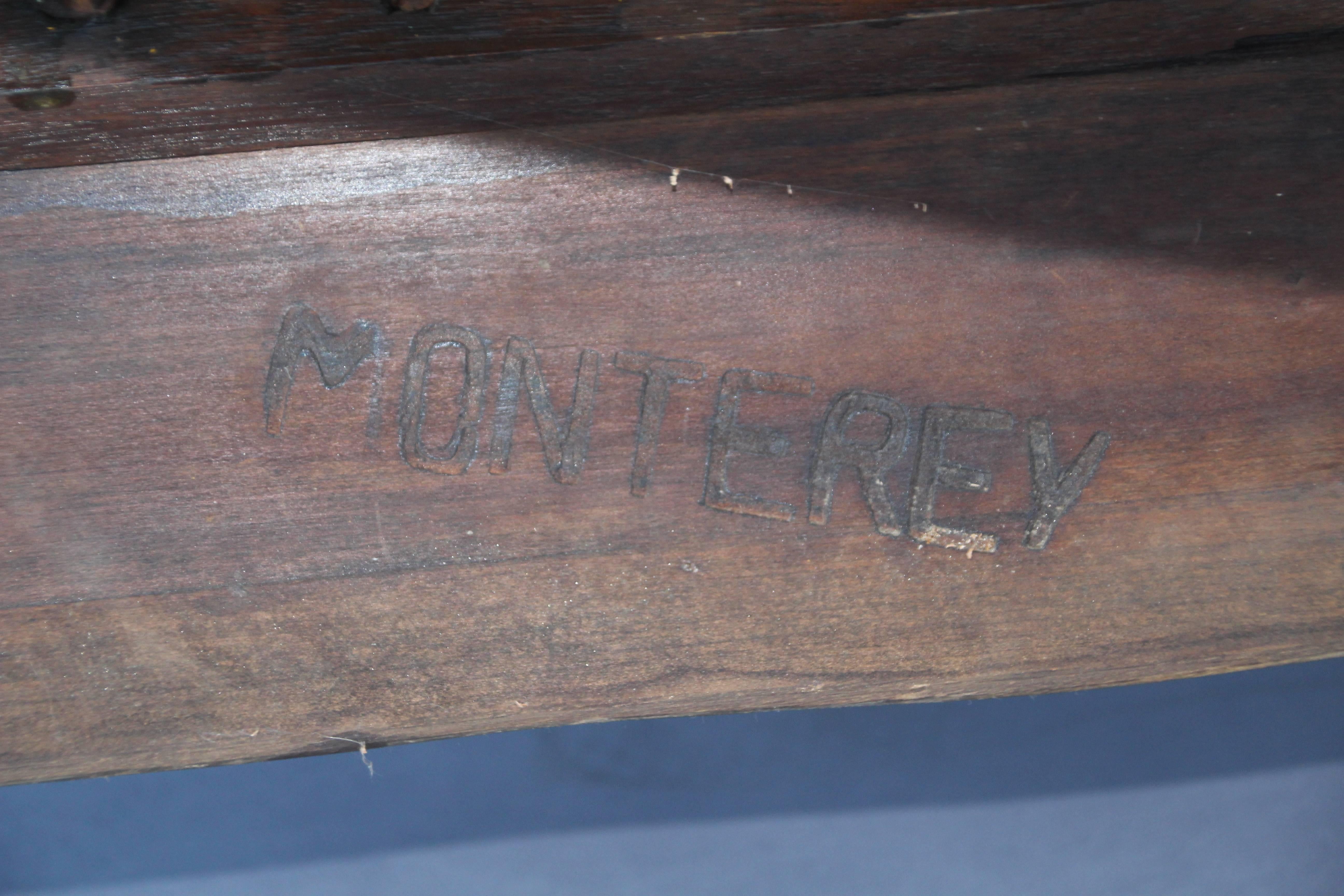 Mid-20th Century Signed Monterey Rancho Sofa with Drop Arm with Old Wood Finish