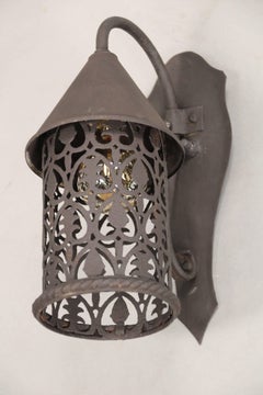 Antique Spanish Revival 1920s Pierced Exterior Iron Lantern