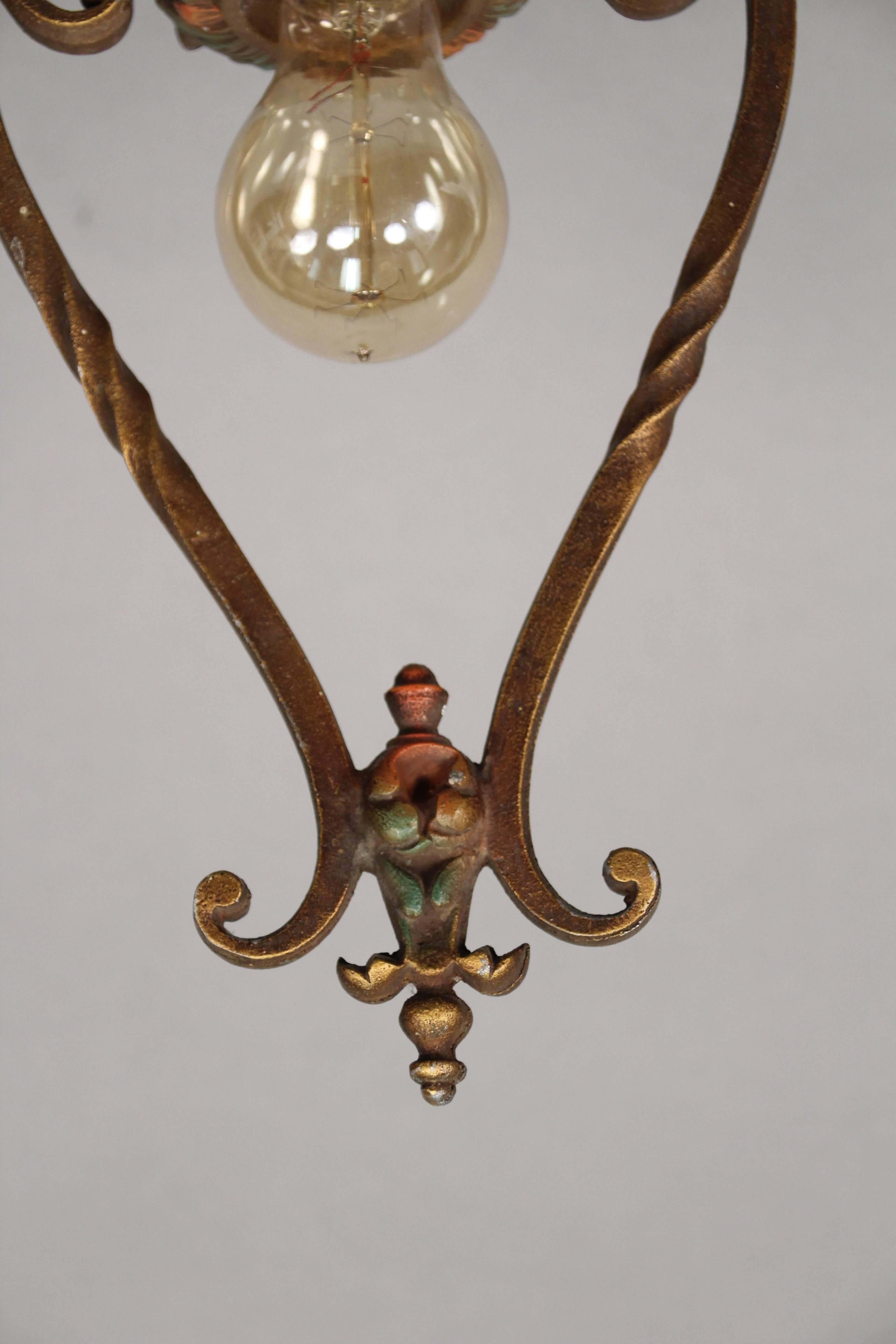 American Antique Spanish Revival 1920s Polychrome Ceiling Fixture