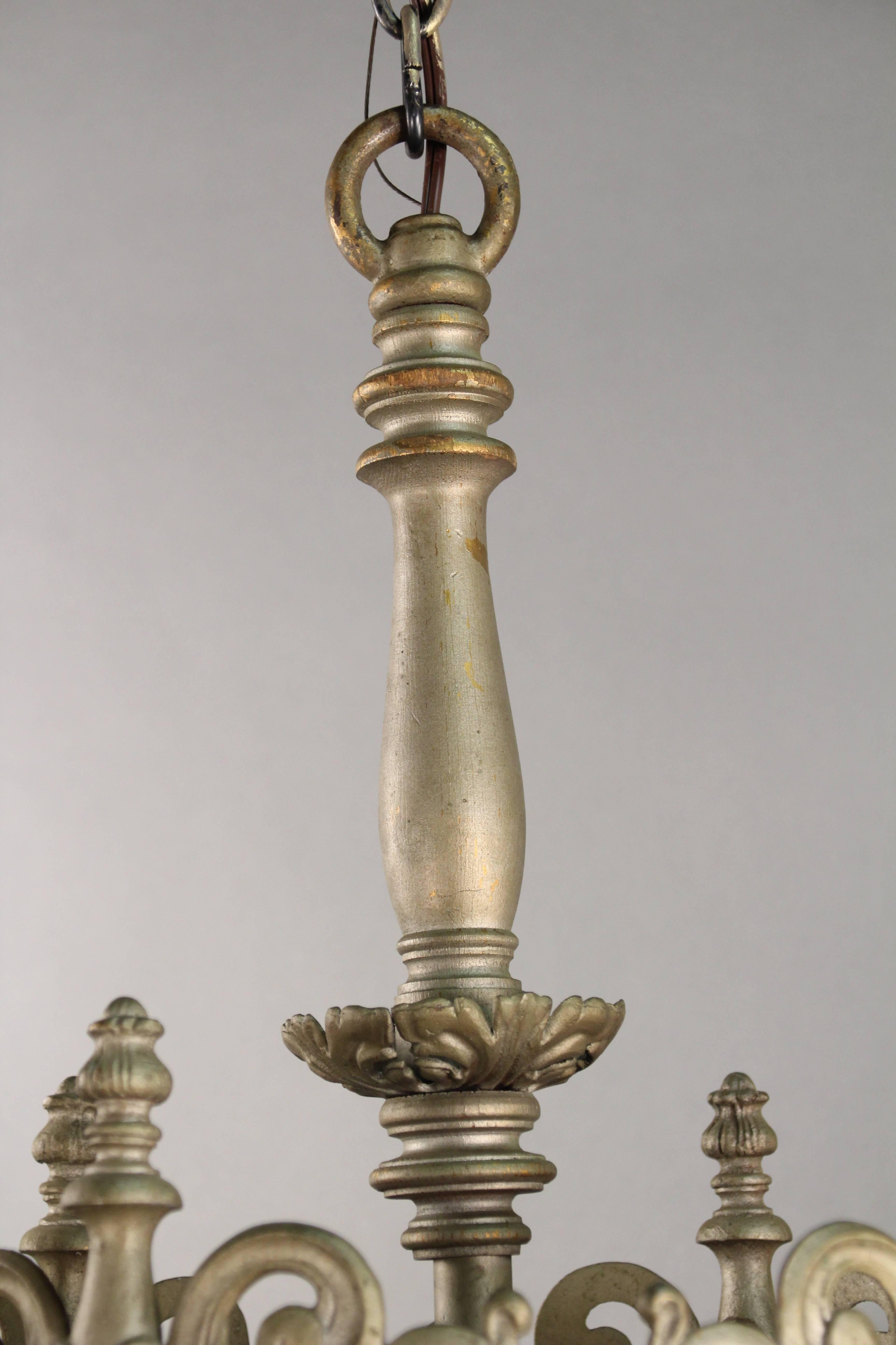 American Impressive Large-Scale Antique Spanish Revival Glass Pendant, circa 1920s For Sale