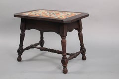 Antique Monterey California Tile Table with 6 Tiles circa 1930s with Walnut Base
