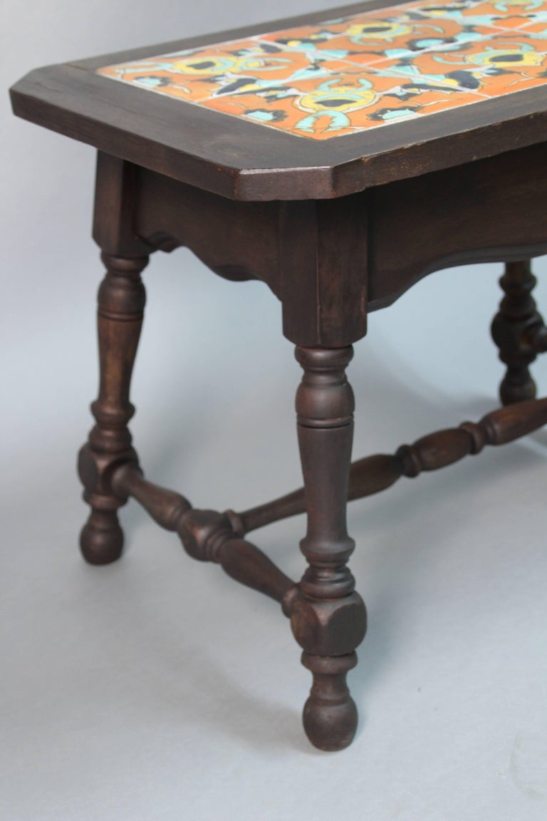 Antique Monterey California Tile Table with 6 Tiles circa 1930s with
