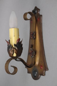 Pair of Antique 1920s Polychrome Spanish Revival Sconces