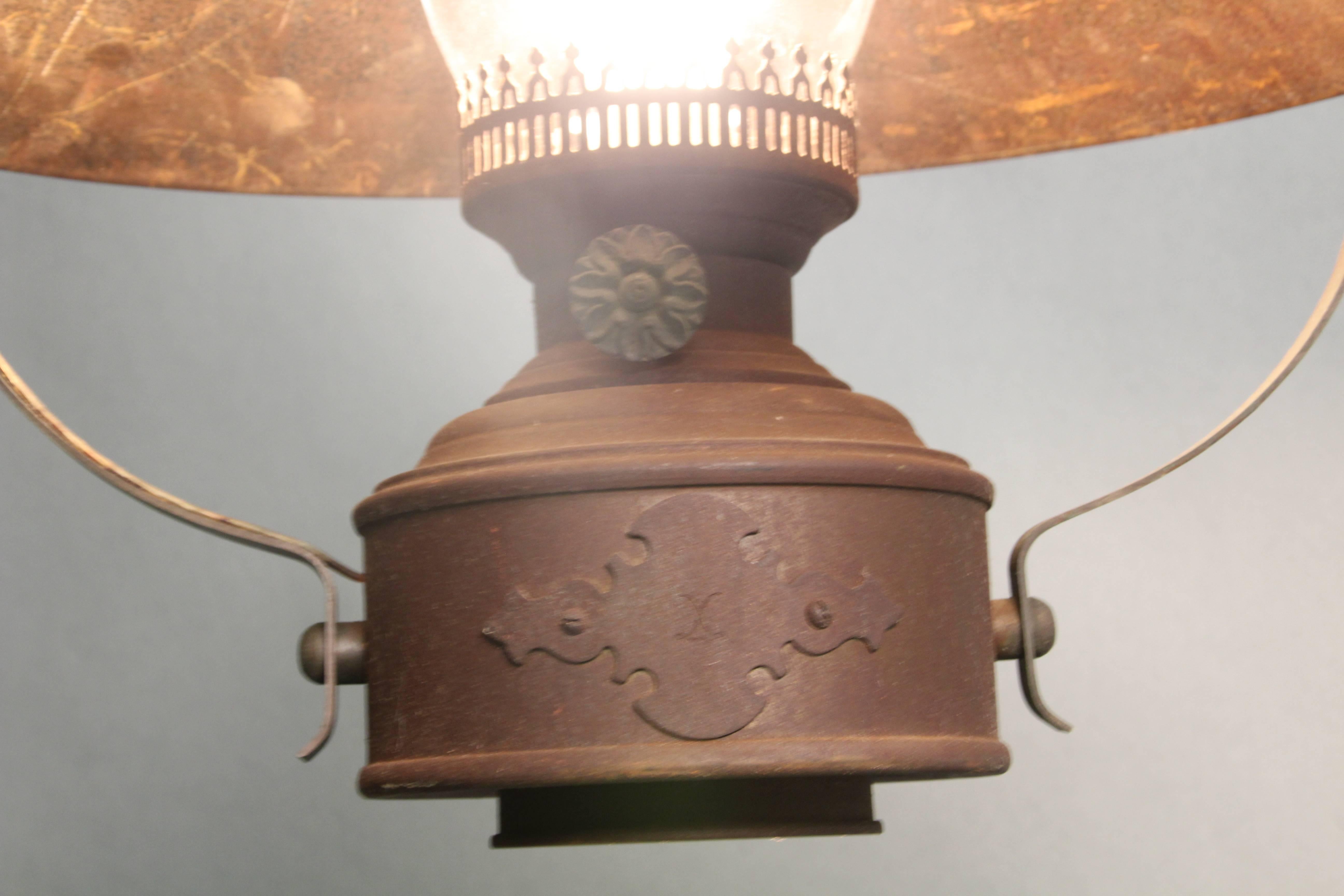 1920s lantern with hurricane glass fits well with early California Rancho Monterey Furniture.