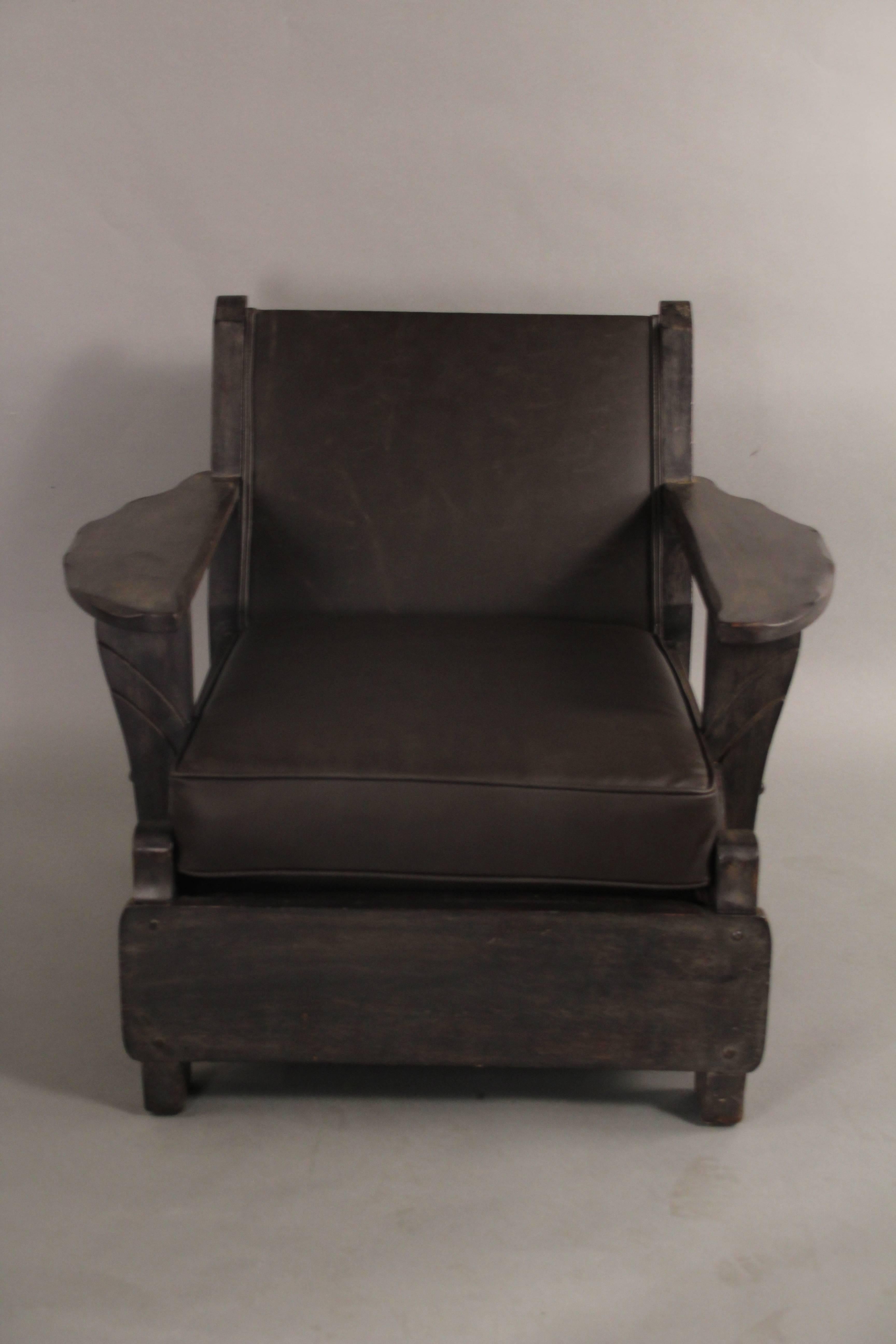 Mid-20th Century Antique Rancho Monterey Period Armchair with New Leather Upholstery, circa 1930s