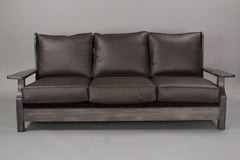 1930s Signed Monterey Sofa with New Leather Upholstery