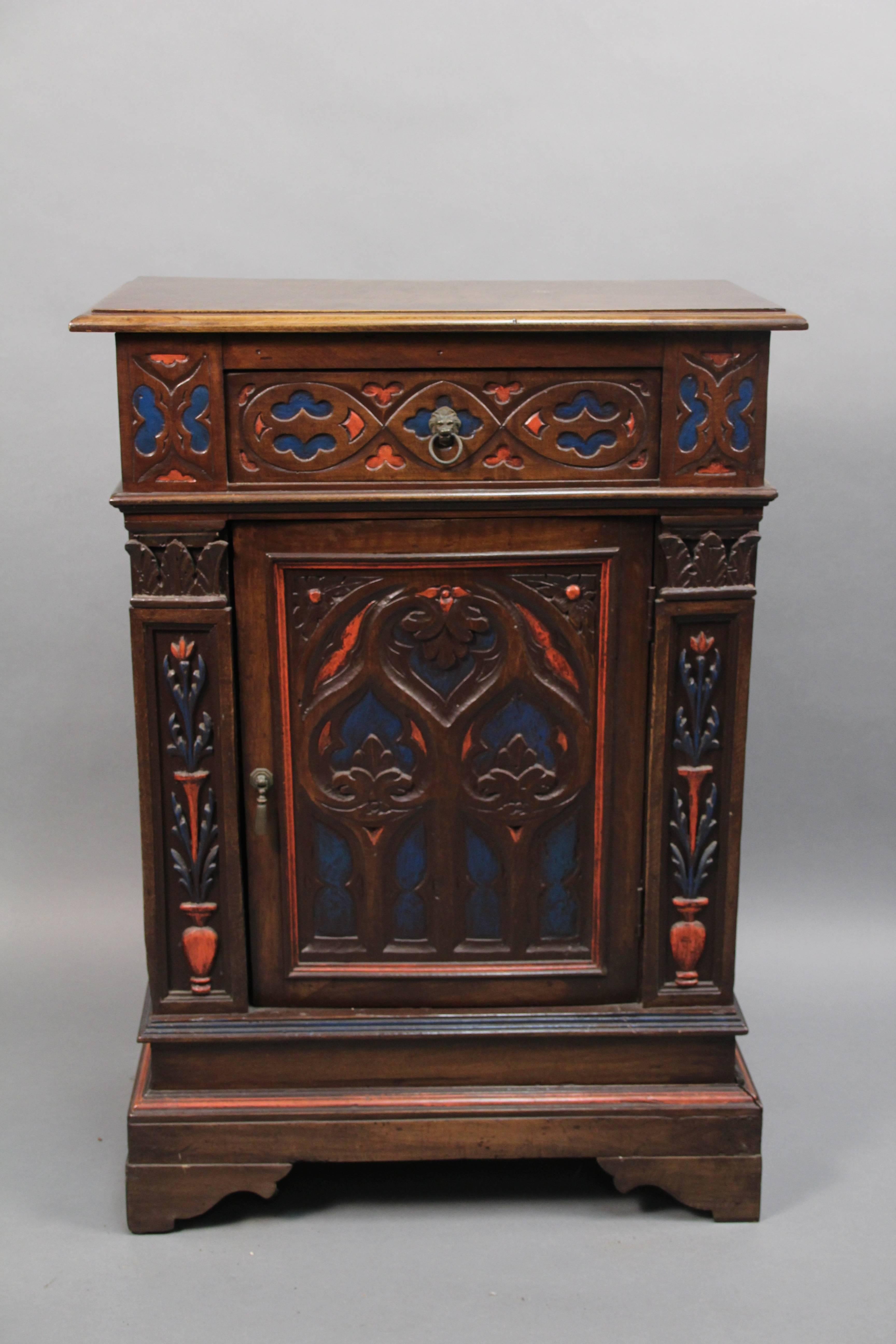 Cabinet with attractive polychrome finish from local 1920s Los Angeles estate, circa 1920s.