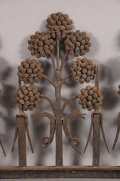 19th Century Salvaged Architectural Iron Panel with Floral Dragon Motif