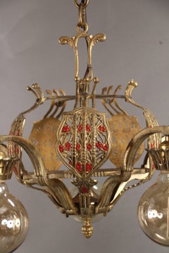 1920s Cast Five-Light Chandelier with Down-Lights