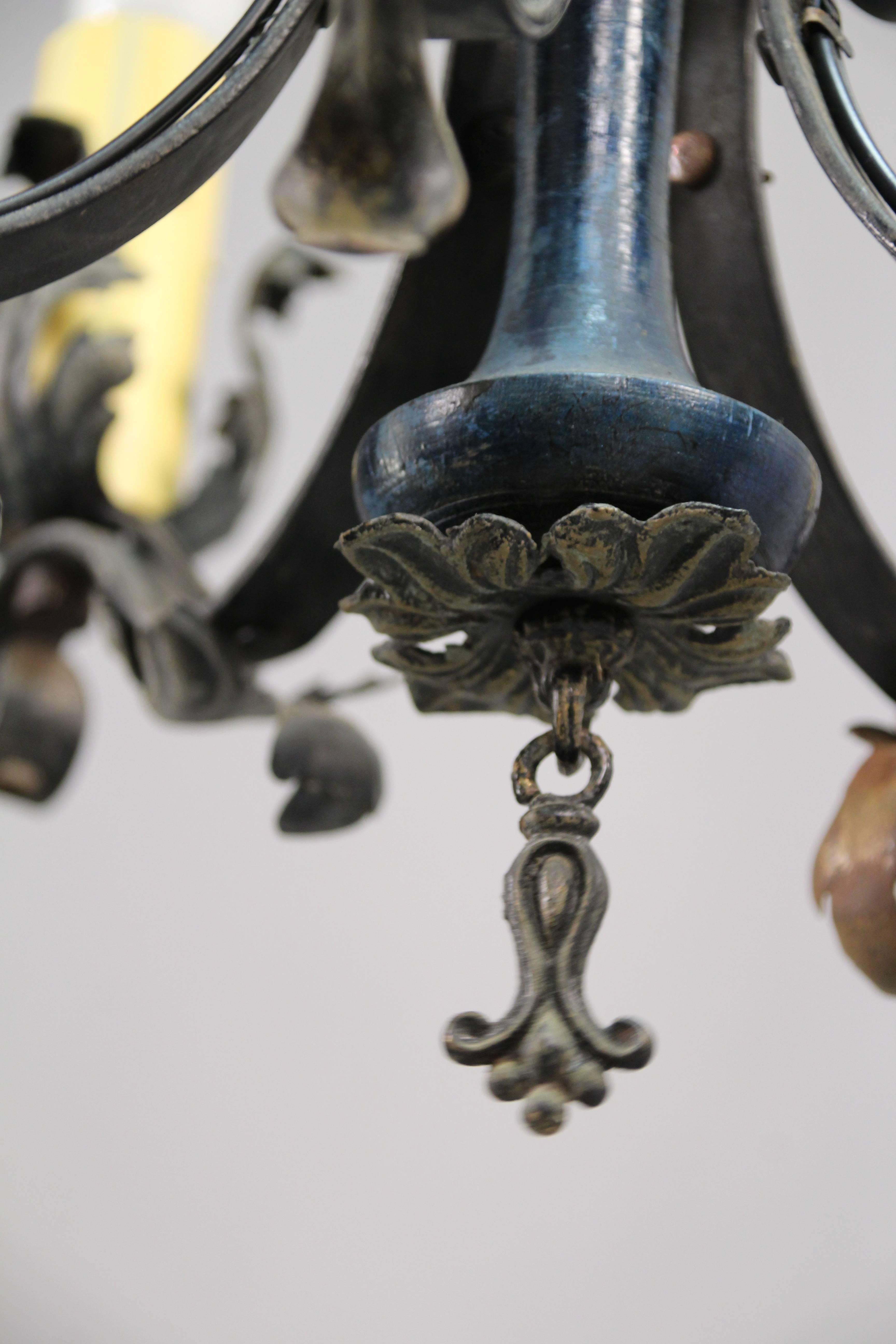 Spanish Colonial Spanish Revival Chandelier with Acanthus Leaf Motif