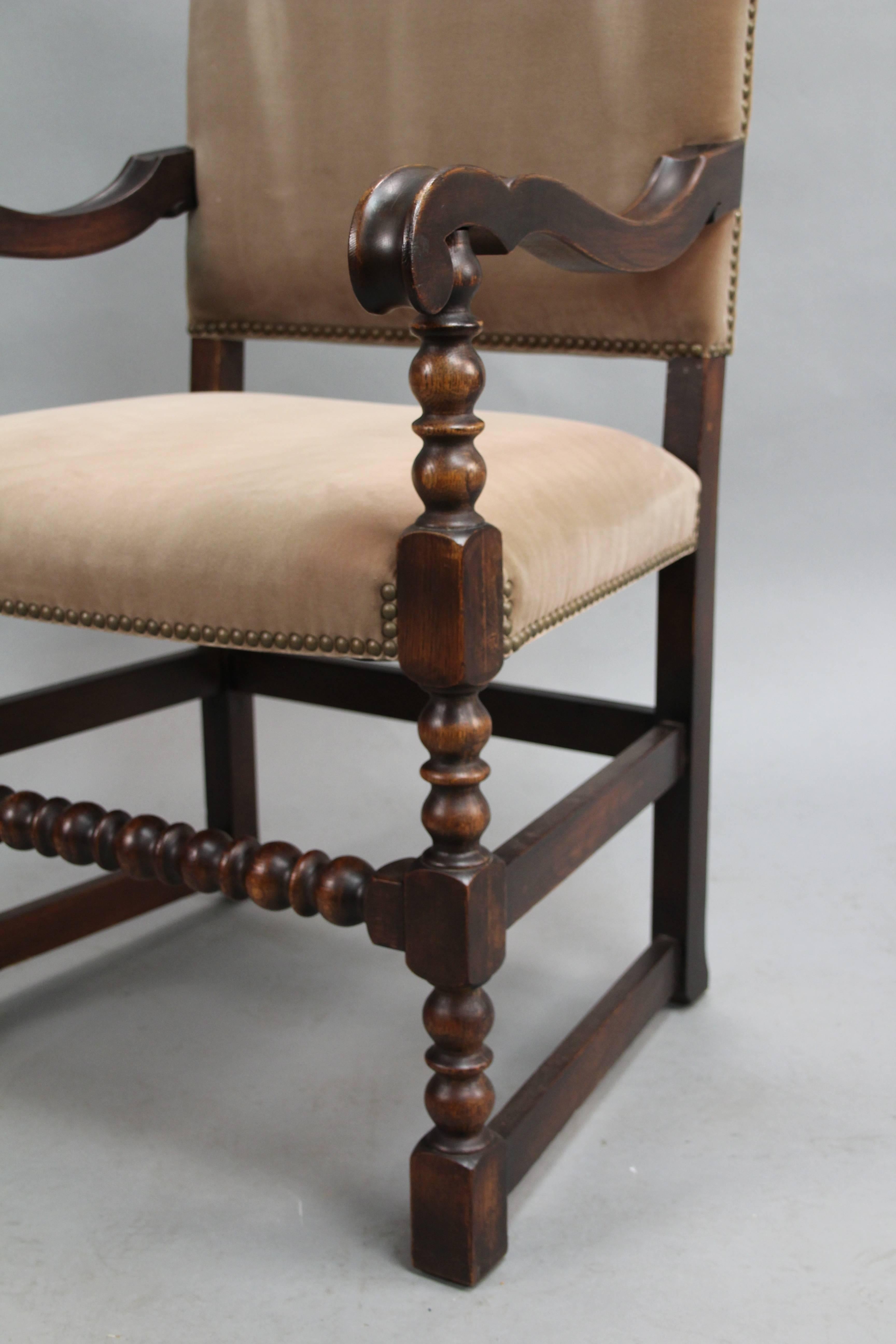 North American Pair of 1920s Walnut Armchairs