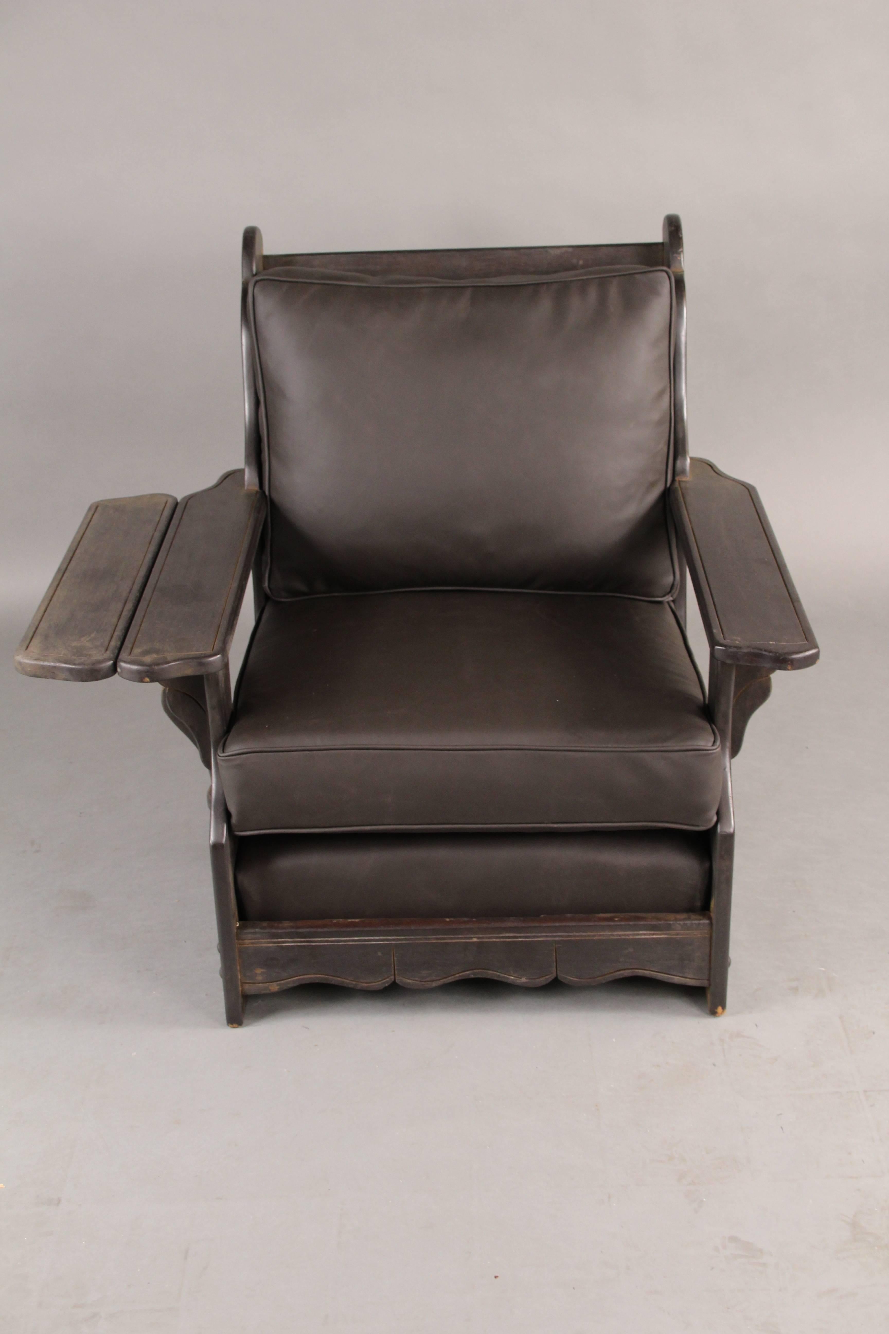 Antique Ranch Monterey Period 1930s Armchair with Folding Arm Restored Finish In Good Condition For Sale In Pasadena, CA