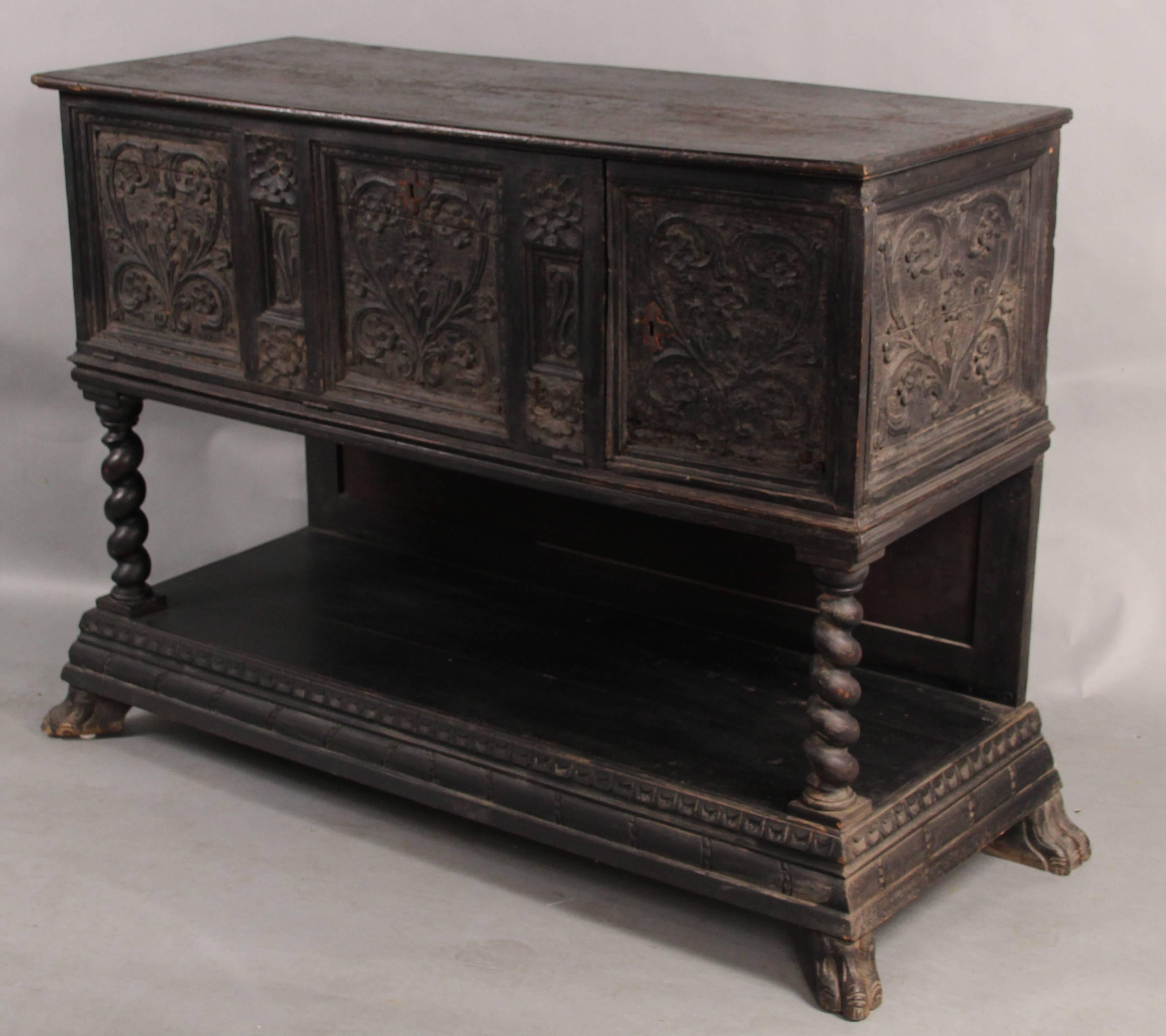 Spanish Colonial Early 19th Century Hand-Carved Spanish Revival Sideboard