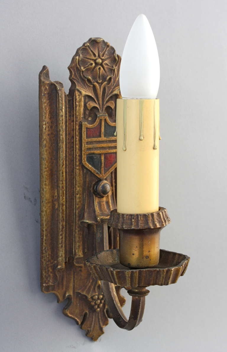 1920s Polychromed Sconces In Excellent Condition For Sale In Pasadena, CA
