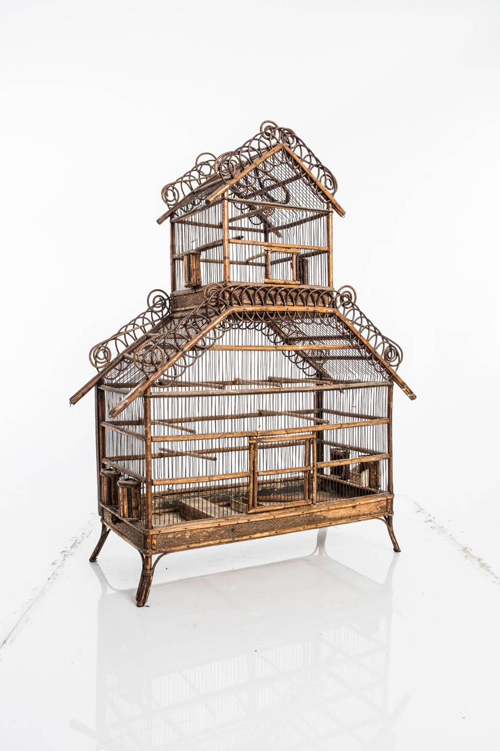 Antique bamboo birdcage.