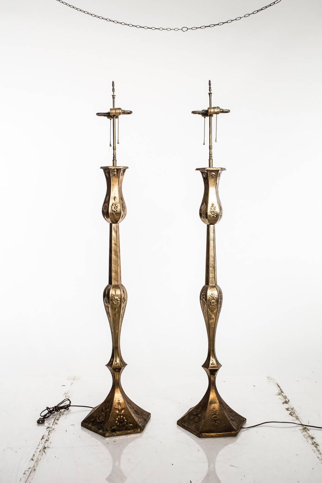 Repoussé Floor Lamps In Good Condition In Stamford, CT