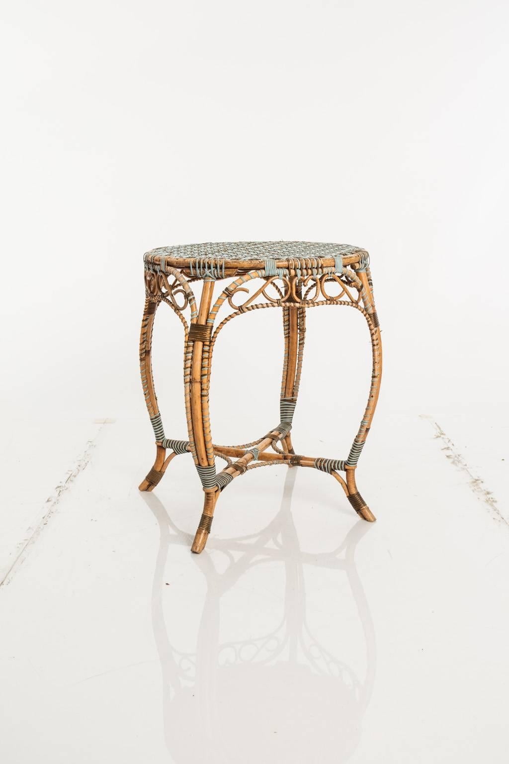 Rattan wicker side table.